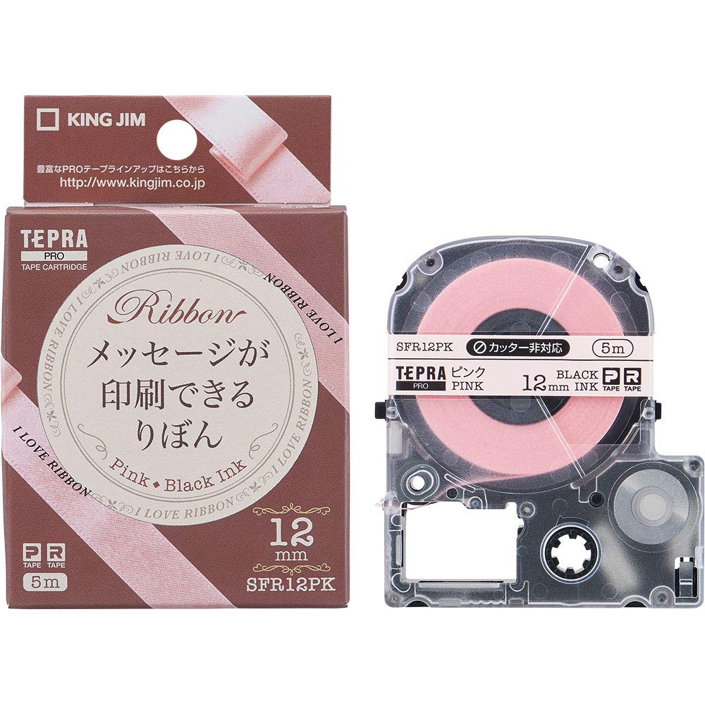 KIN Jim SFR12PK Tepra PRO Color Label (Ribon), Pink/Black Letter, 0.5 inches (12 mm)