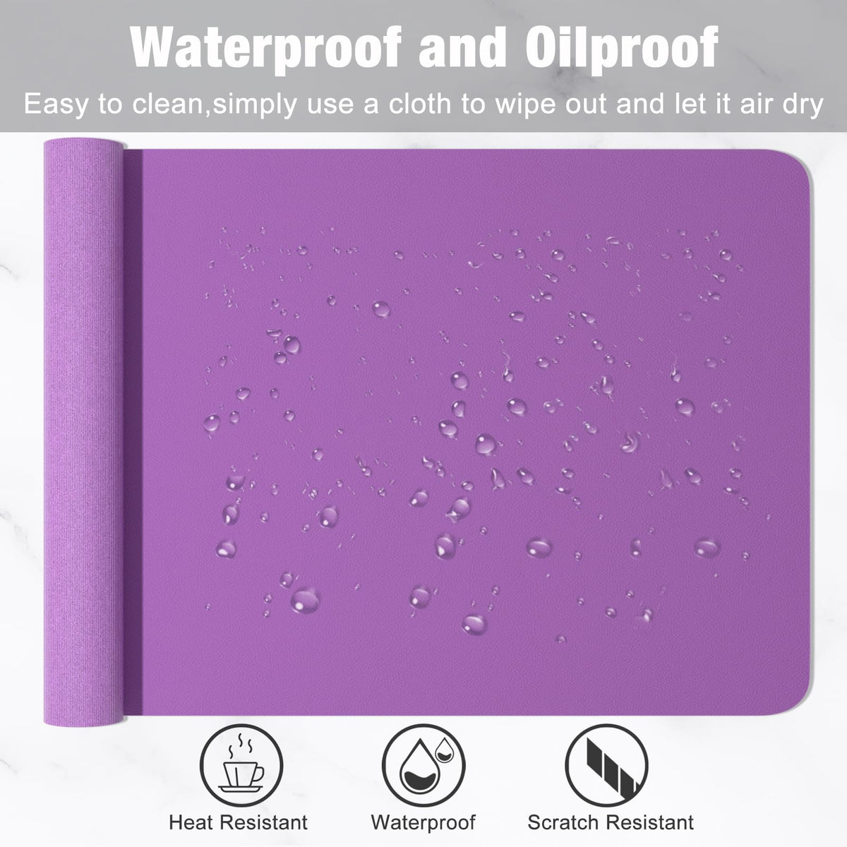 Hsurbtra Desk Pad, 48" x 17" PU Leather Desk Mat, XXXL Extended Mouse Pad, Waterproof Desktop