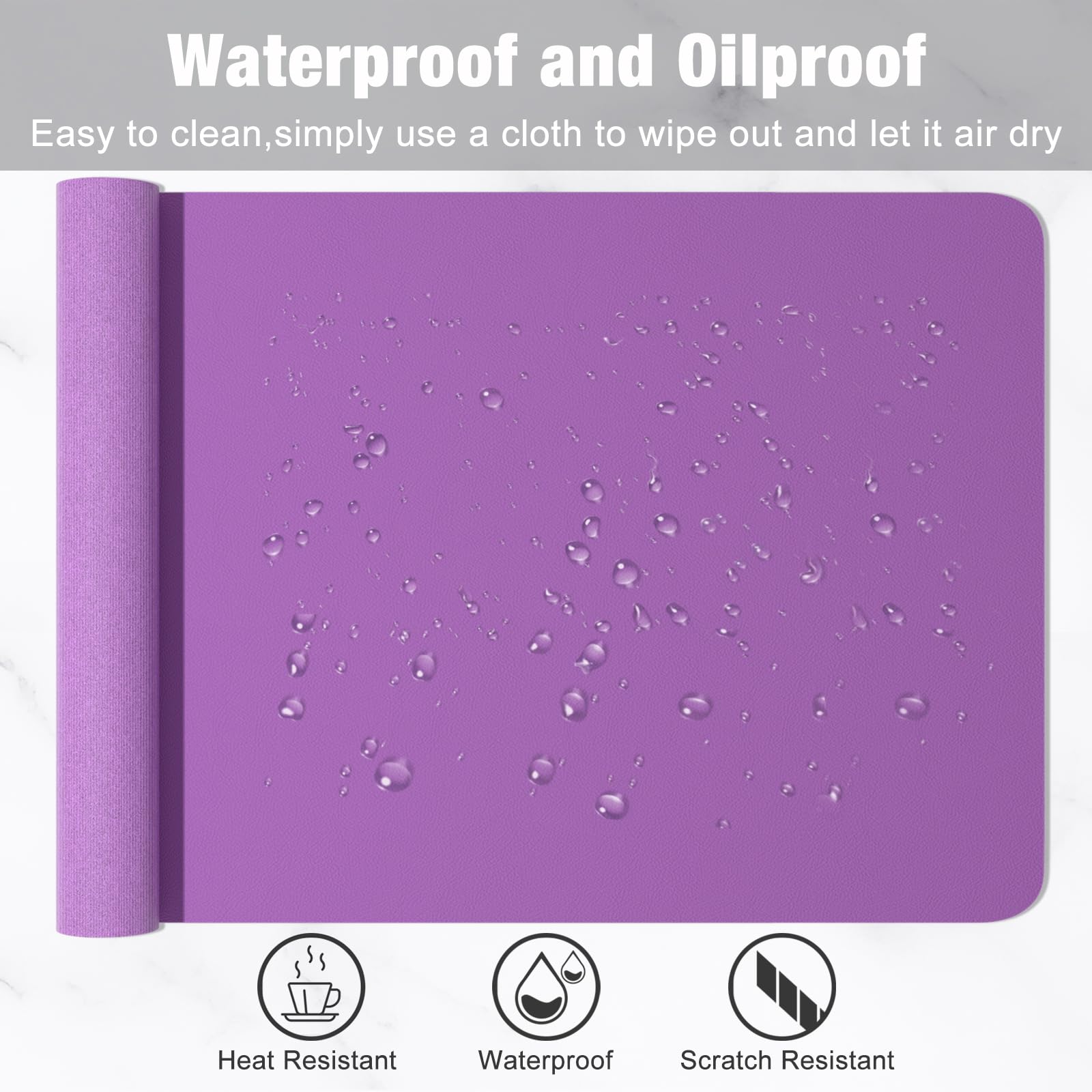 Hsurbtra Desk Pad, 48" x 17" PU Leather Desk Mat, XXXL Extended Mouse Pad, Waterproof Desktop