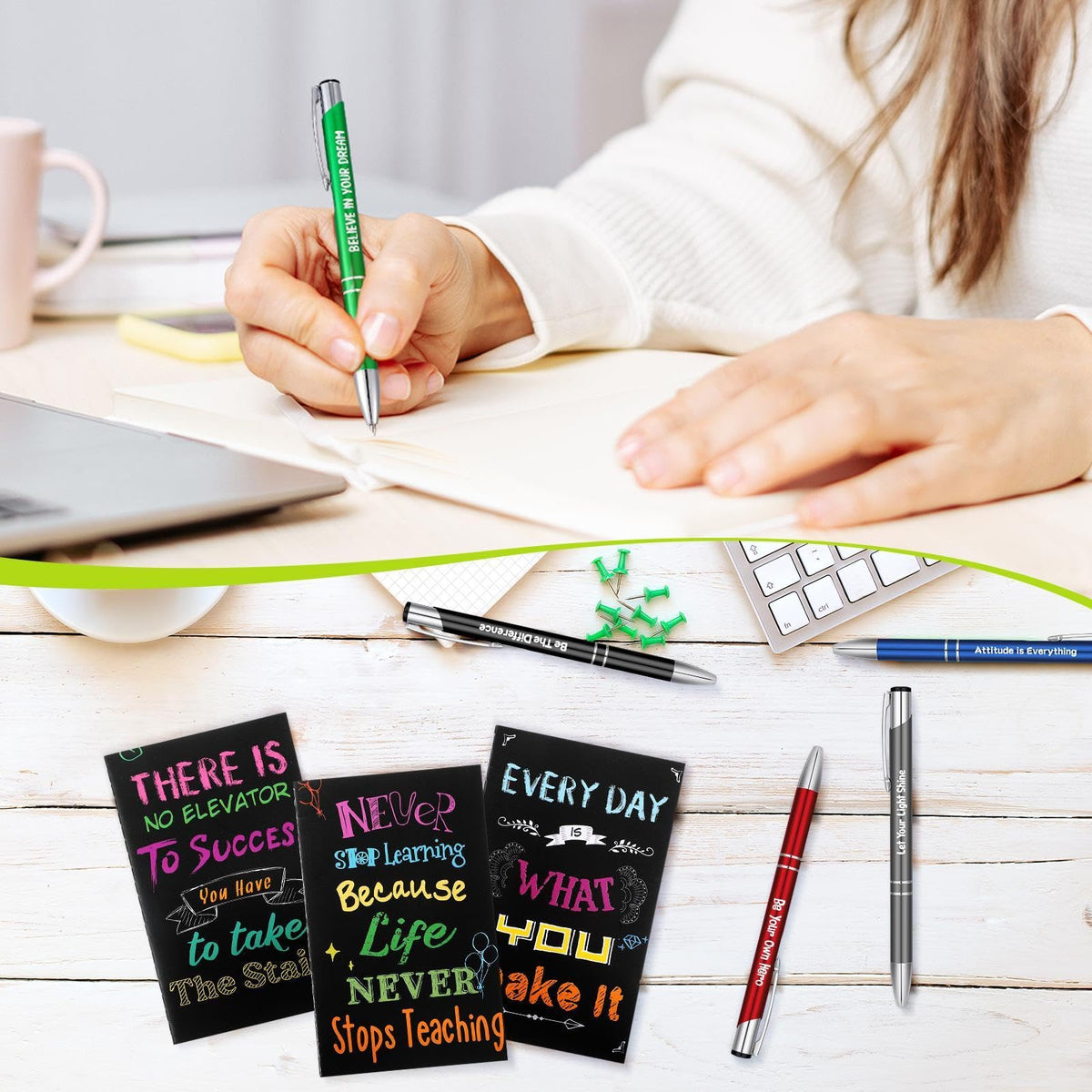 Geyee 40 Pcs Back to School Gift Bulk Christian Notepad Pen Set 20 Bible Verse Mini Notebook 20