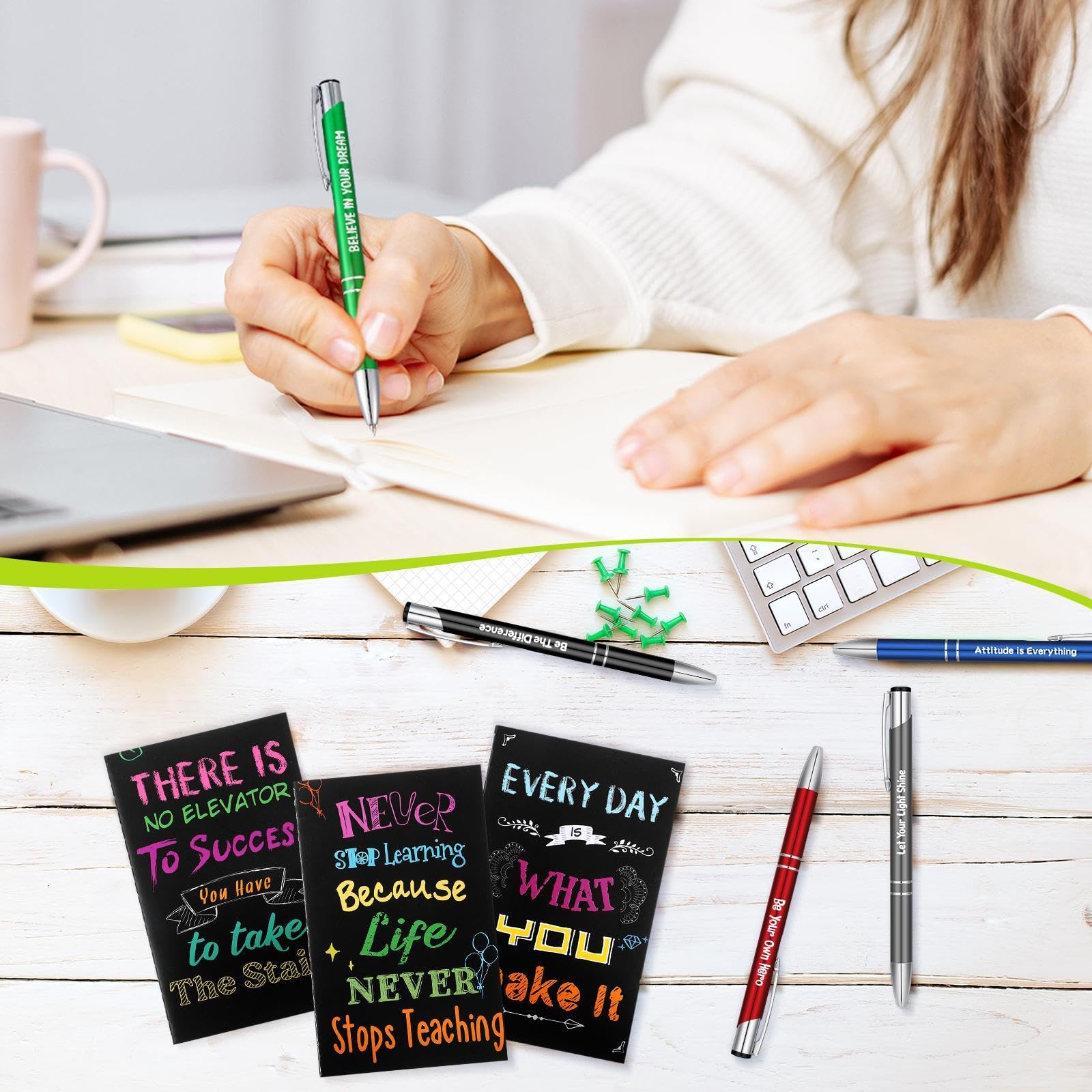Geyee 40 Pcs Back to School Gift Bulk Christian Notepad Pen Set 20 Bible Verse Mini Notebook 20