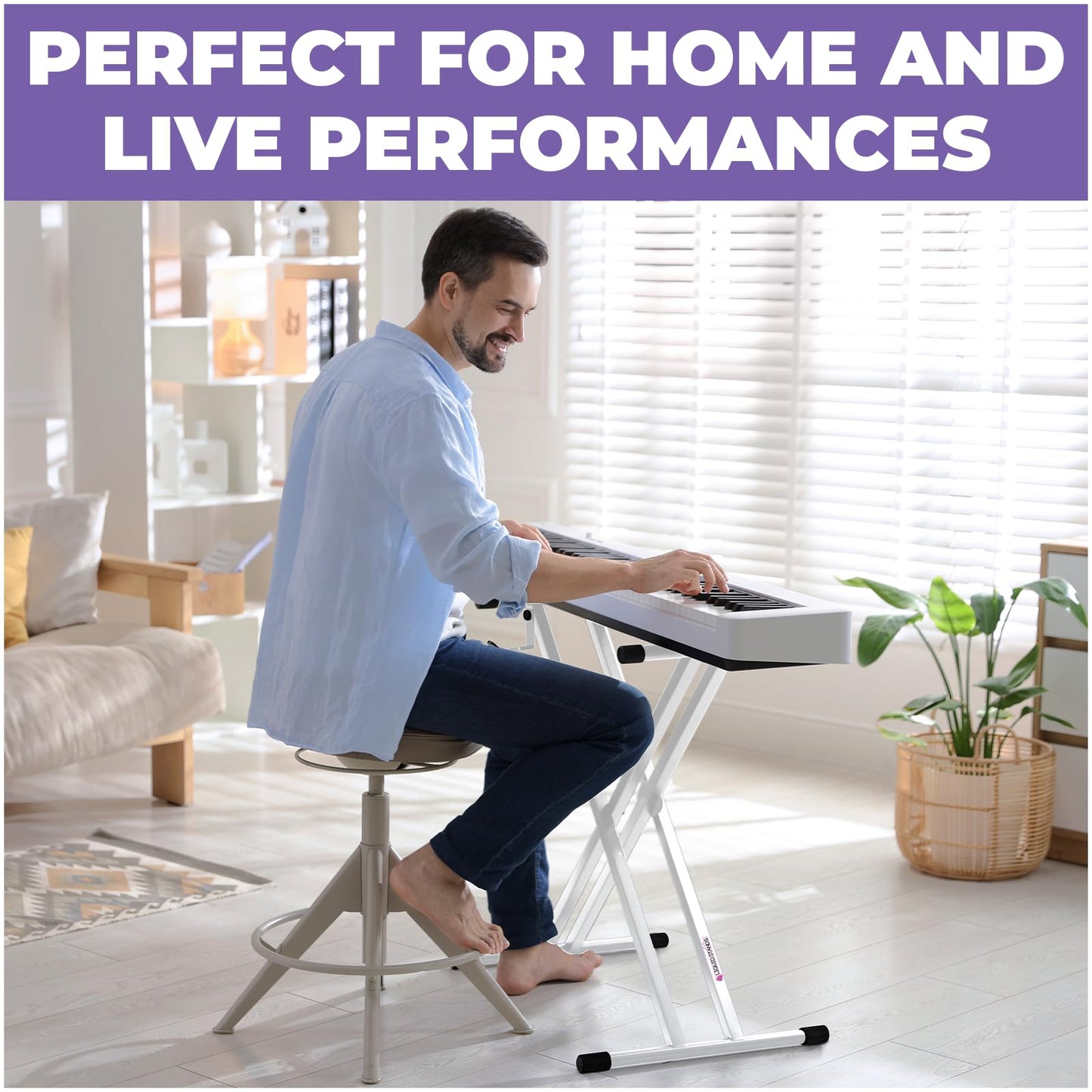 Liquid Stands White Piano Keyboard Stand X Style For Musicians