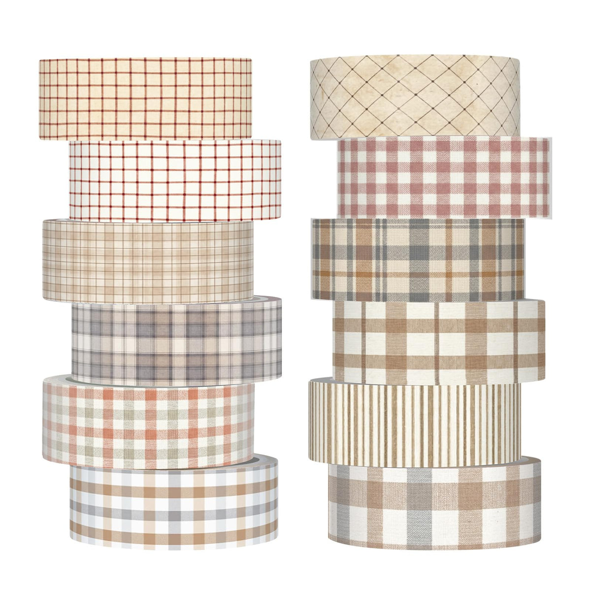 YooNotee 12 Rolls Floral Washi Tape Set,Retro,Plaid