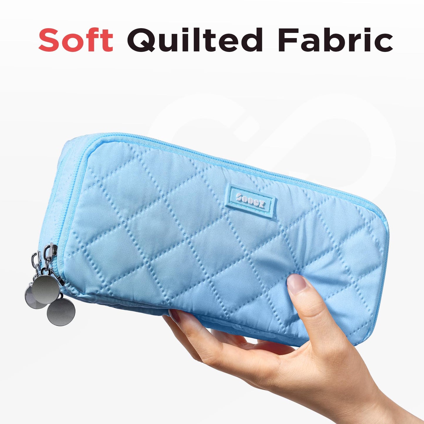 Sooez Large Pencil Case Pouch, Extra Big Pencil Bag with 8 Compartments