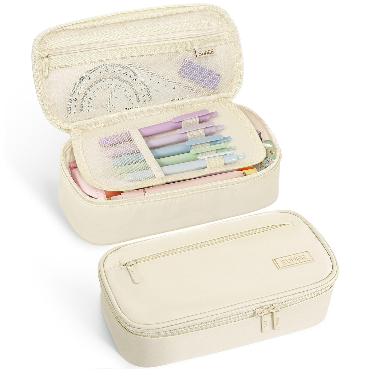 SUNEE Cute Pencil Case, Large Capacity Pencil Pouch, Big Storage Organizer for Stationery, Zipper