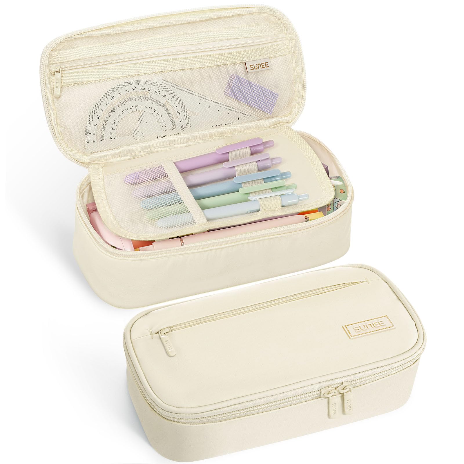 SUNEE Cute Pencil Case, Large Capacity Pencil Pouch, Big Storage Organizer for Stationery, Zipper
