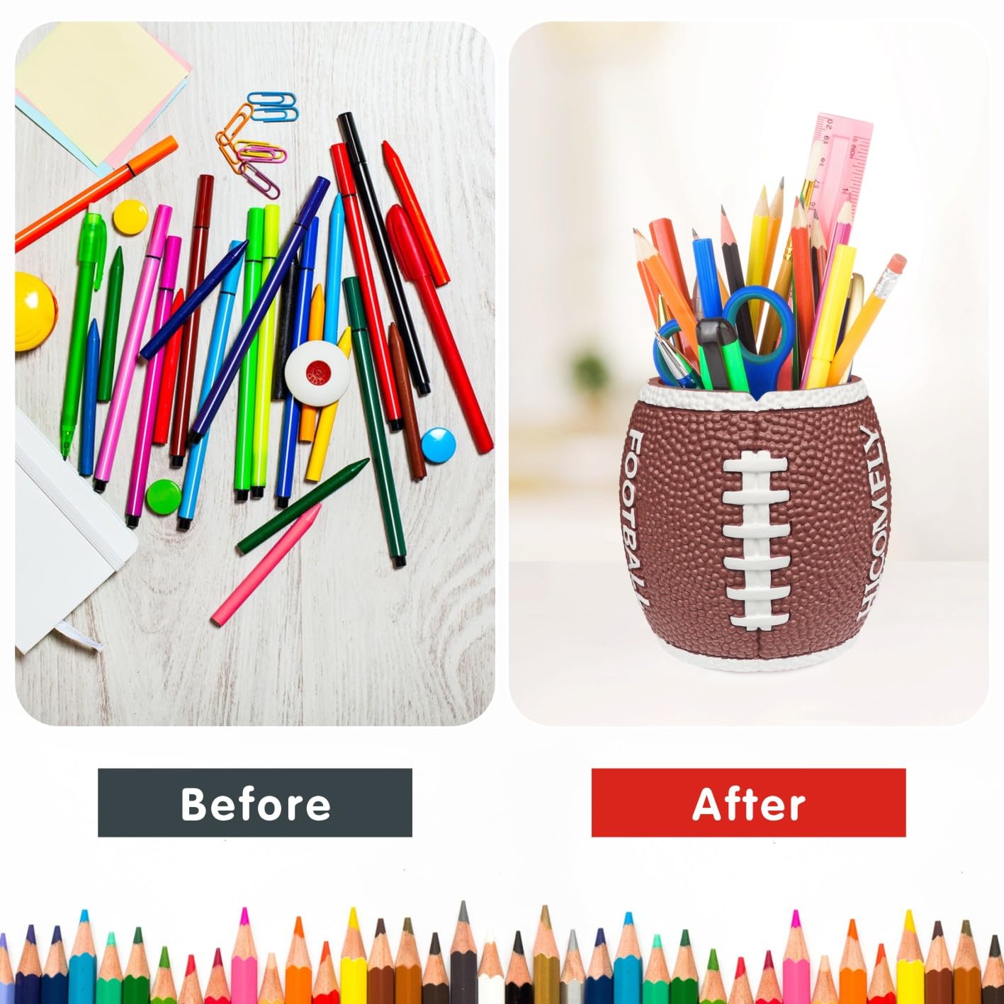 Football Pen Holder for Desk Funny Offices Decor Gifts for Boys Teacher