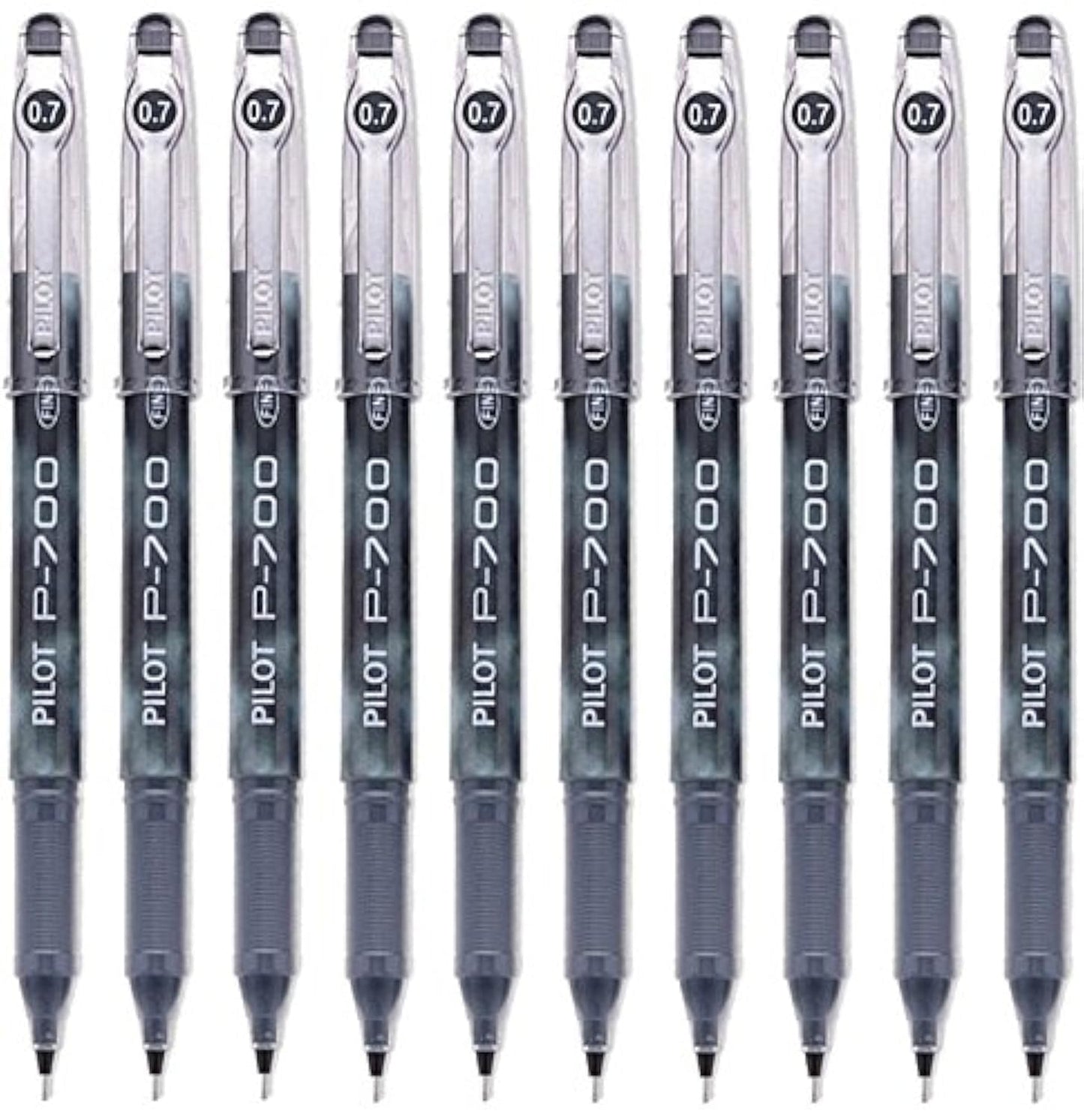 Pilot P-700 Rollerball Stick Gel Pen, Black Ink, Fine Point 10-PACK(38610)