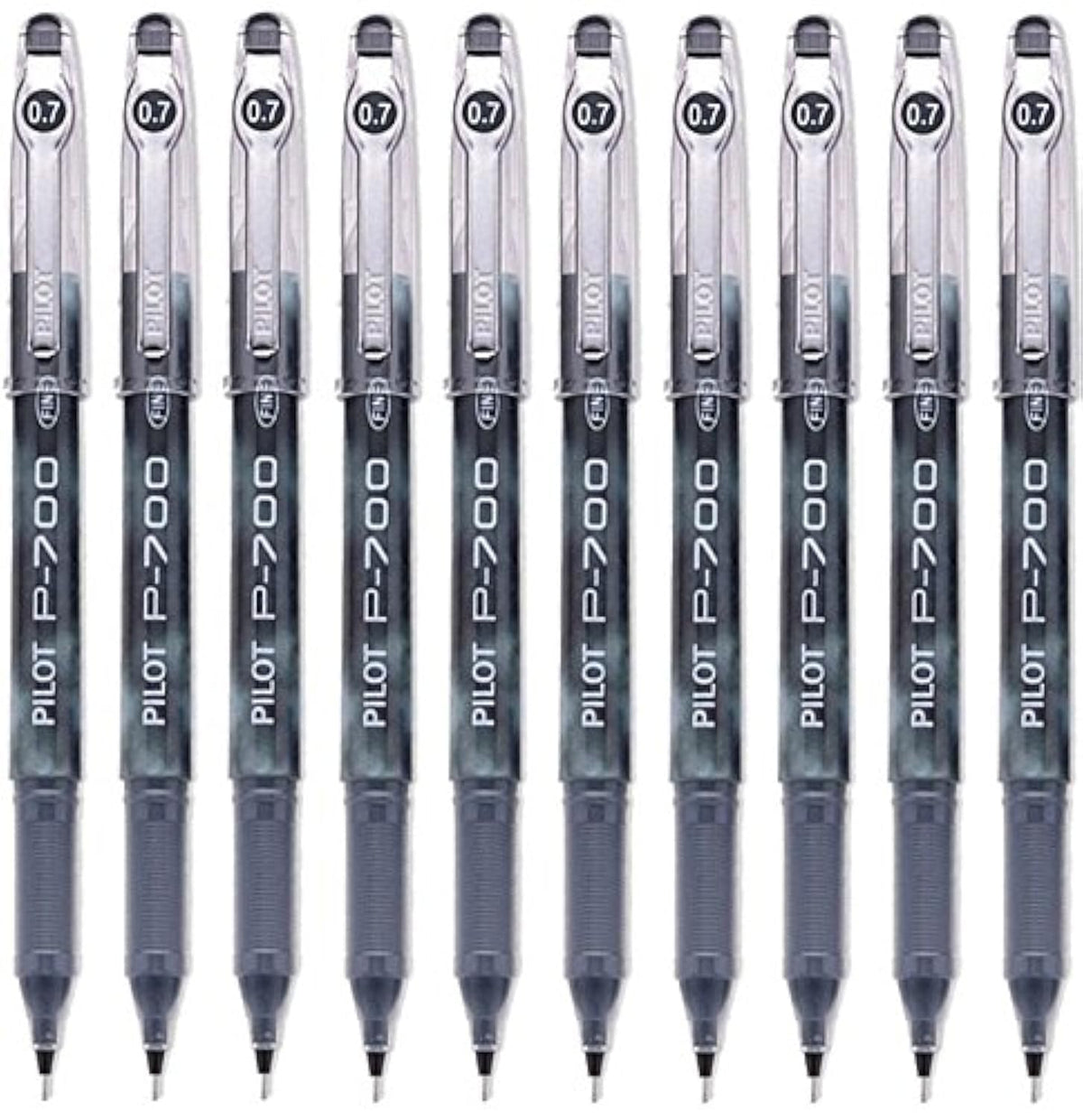 Pilot P-700 Rollerball Stick Gel Pen, Black Ink, Fine Point 10-PACK(38610)