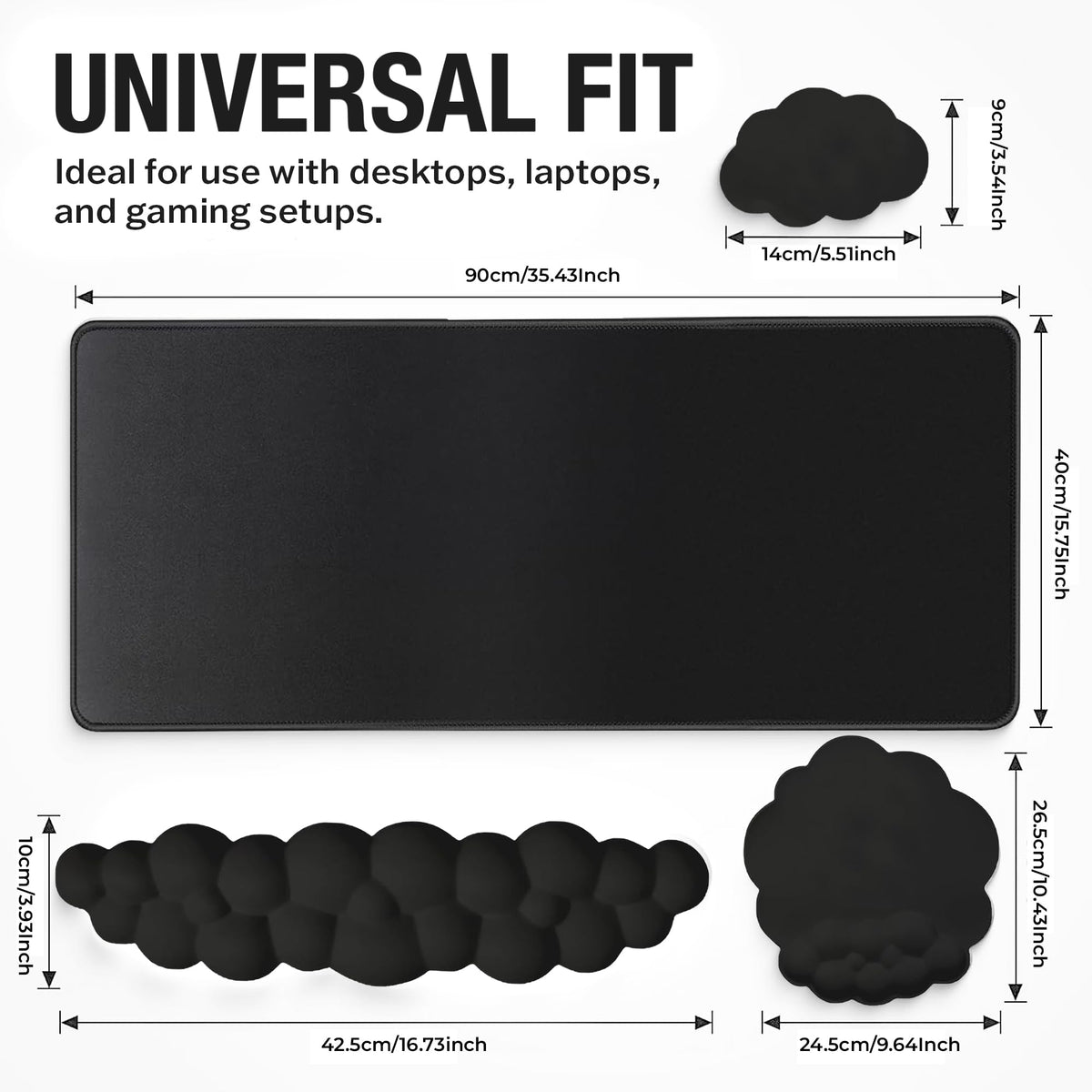 TheTrulyCharter Premium Quality Cloud Wrist Rest Keyboard & Mouse Pad Set – Ergonomic Memory Foam