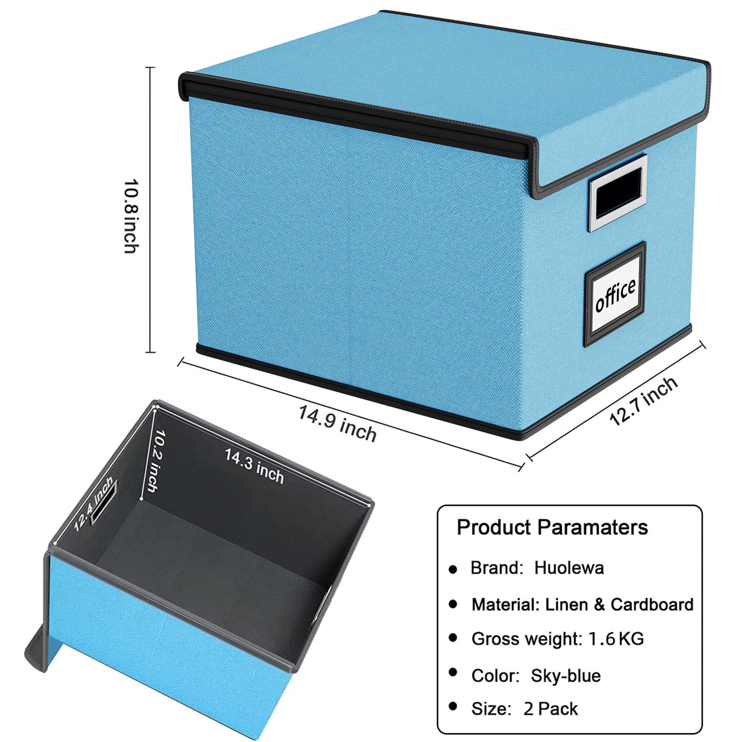 Huolewa File Organizer Box with Lids, Collapsible File Folder Organizer
