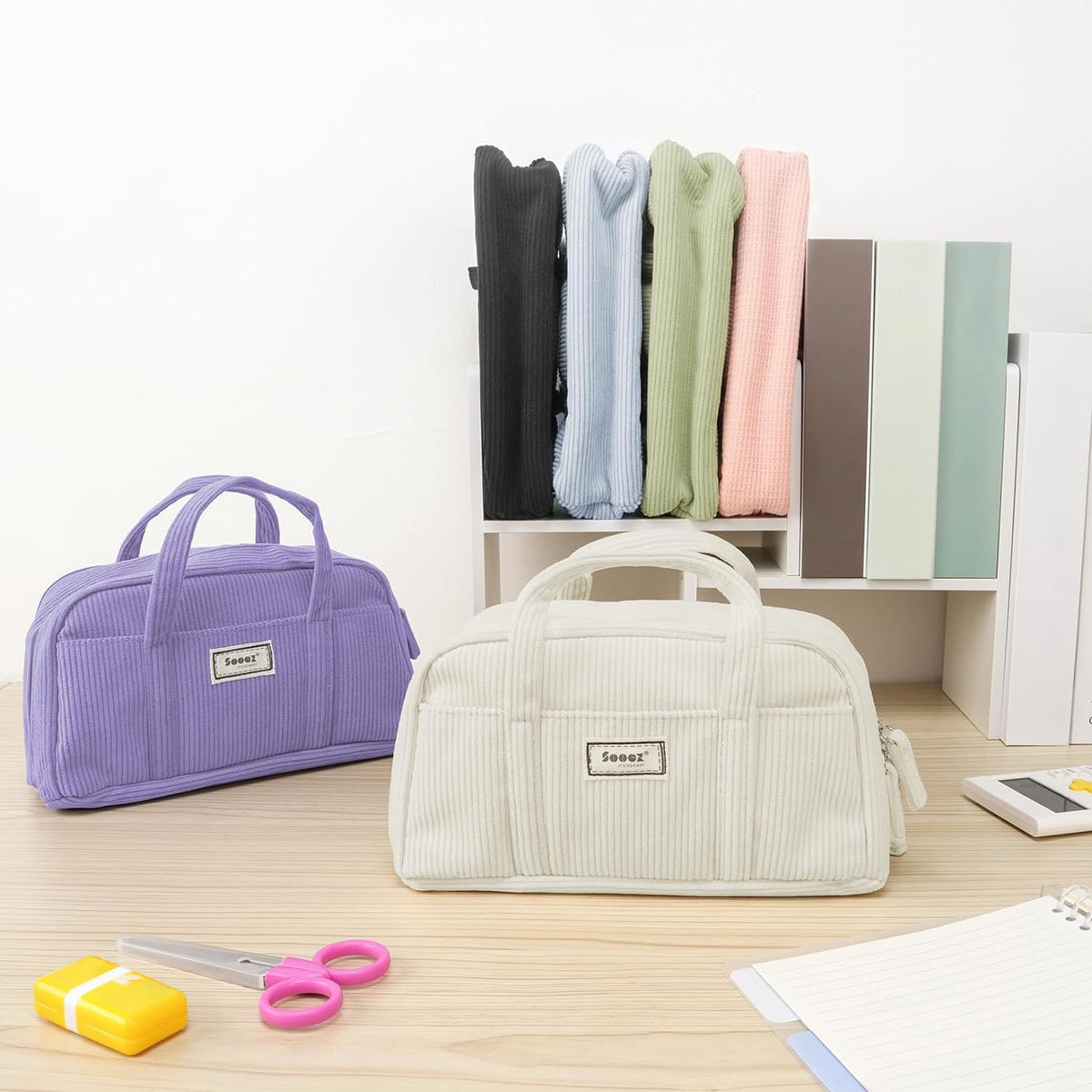 Sooez Large Pencil Case Pouch, Extra Big Pencil Bag with 5 Compartments
