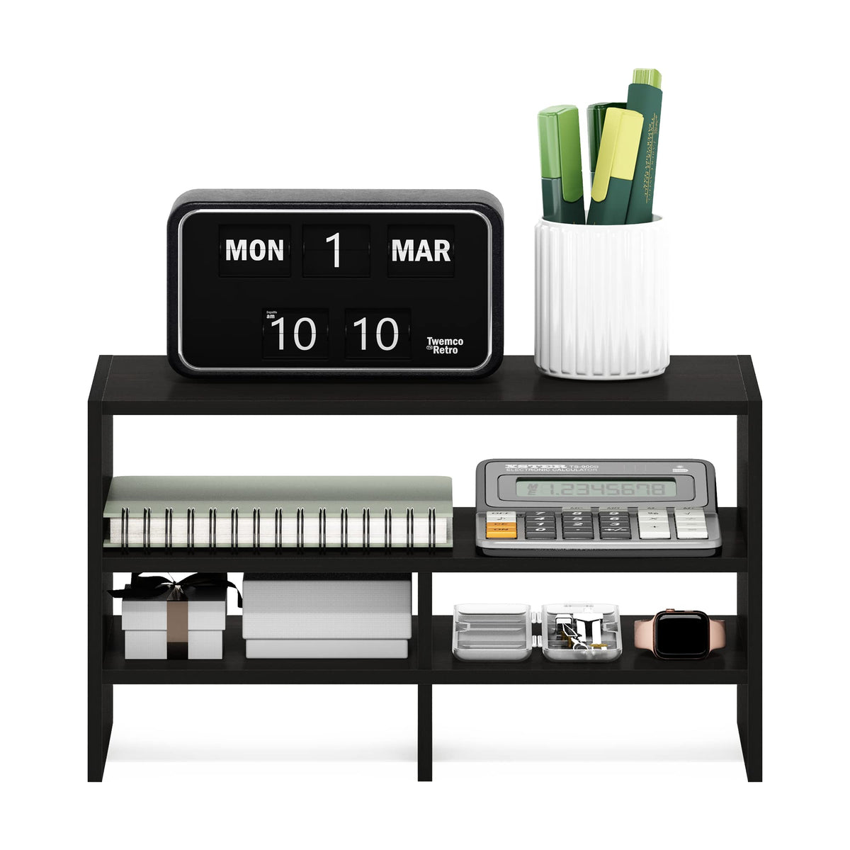Furinno Hermite Desk Top Organizing Shelf Bookcase, Espresso