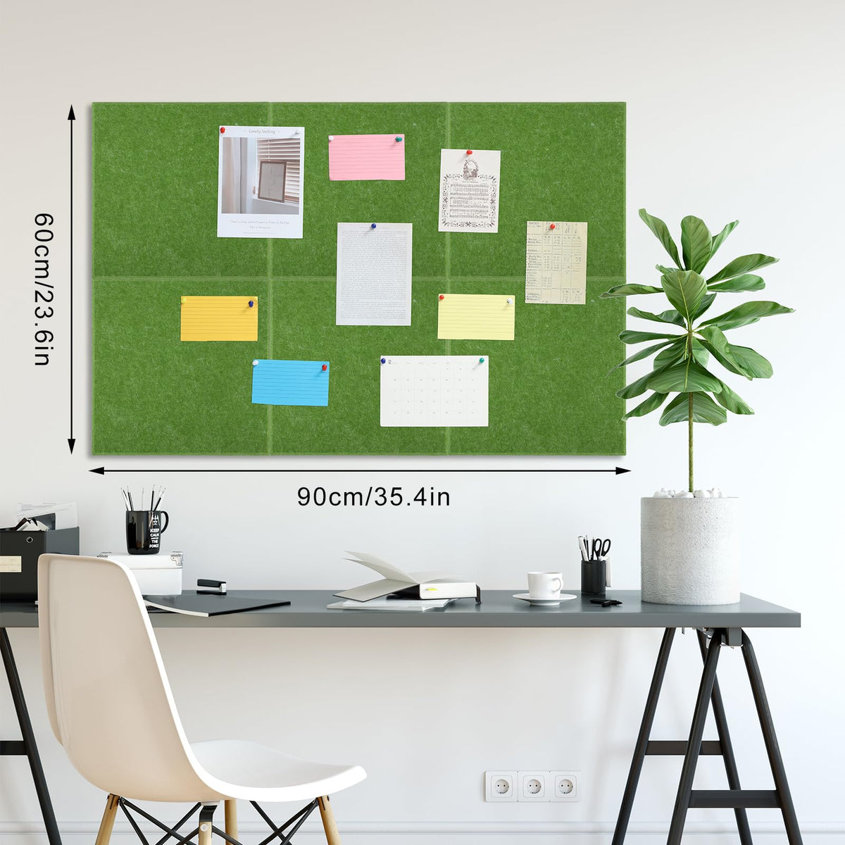 Large Cork Board 36" x 24", 6 Pack Felt Bulletin Board, Pin Boards