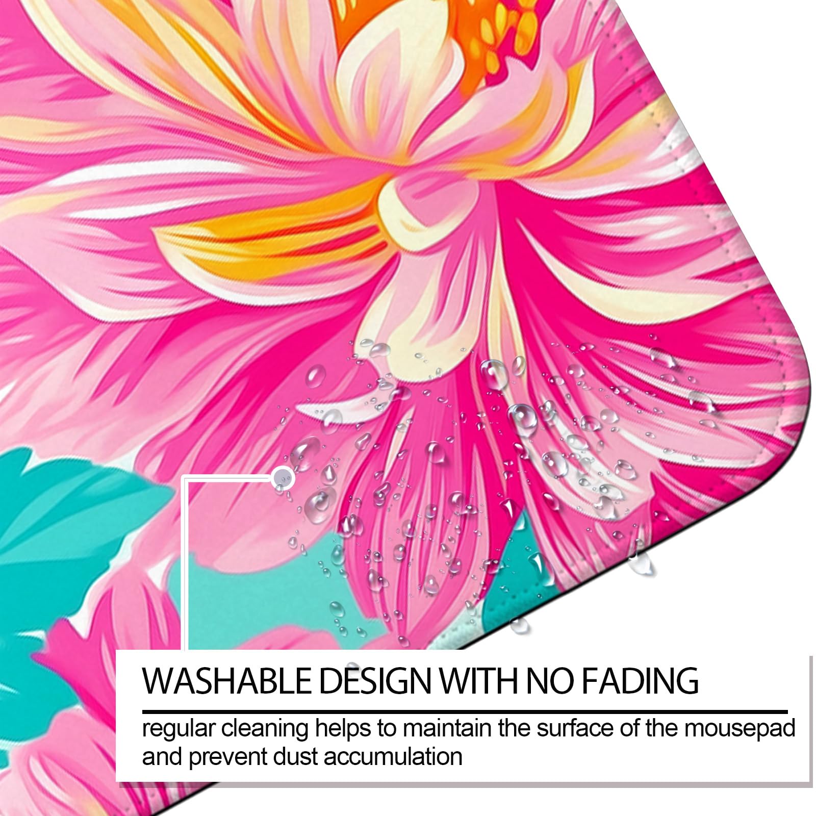 JIANG100 Flower Gaming Desk Mat, XL Large Extended Floral Mouse Pad, Pink