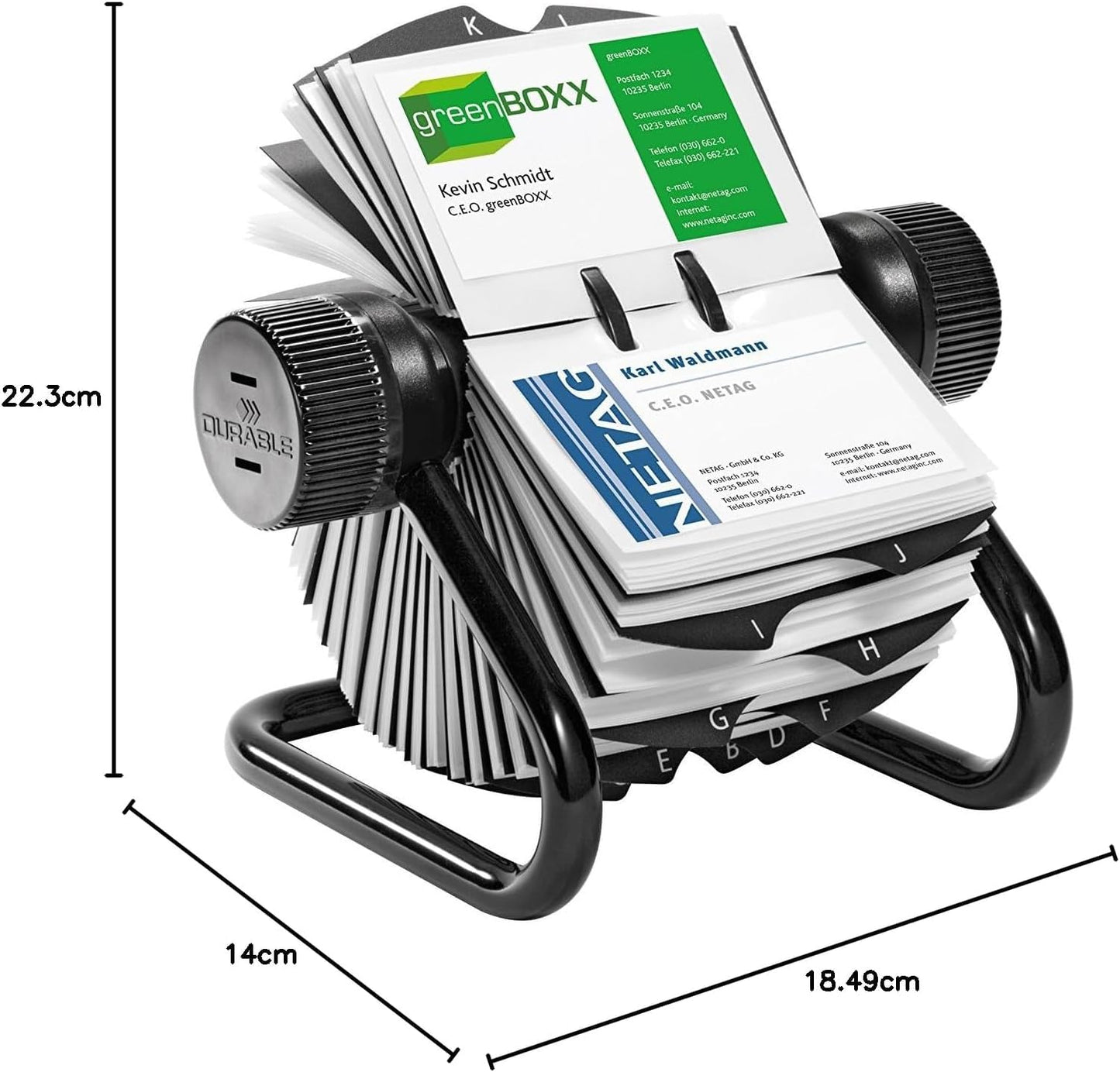 Durable Visifix Rotary Business Card Holder | Holds Upto 400 Cards | Includes 25 Tab A-Z Index |