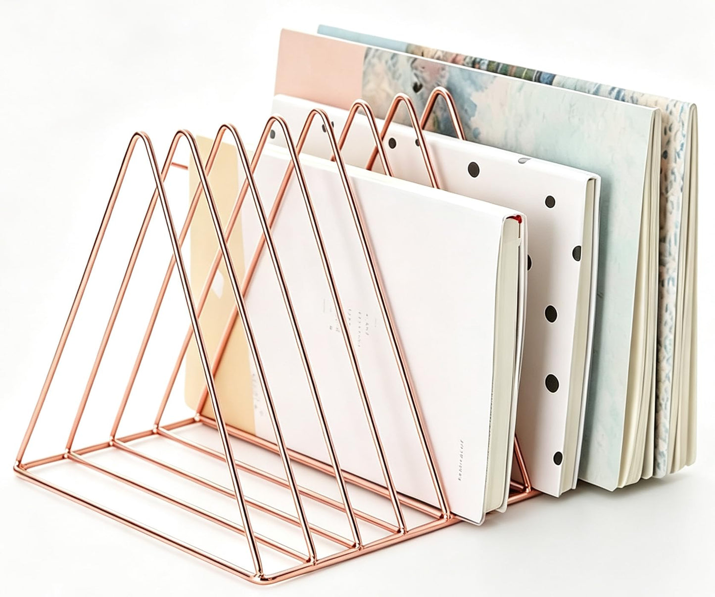Sooyee 9 Slot Metal Record Holder Storage, Rose Gold