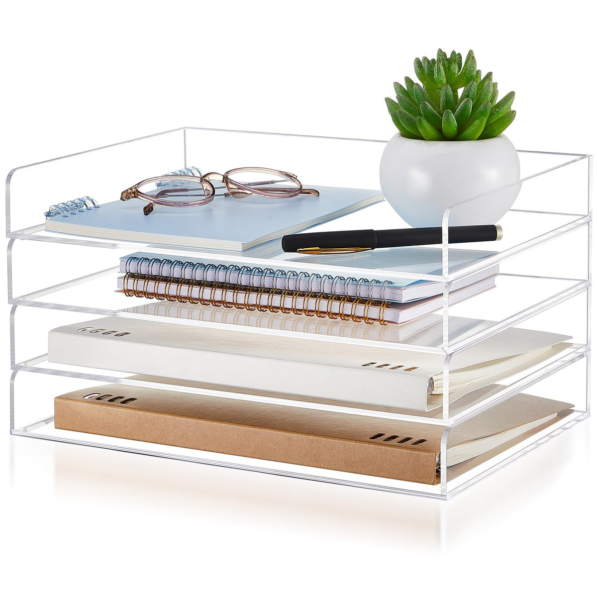 Harloon 4 Tier Paper Organizer Letter Tray Acrylic Desk File Organizer
