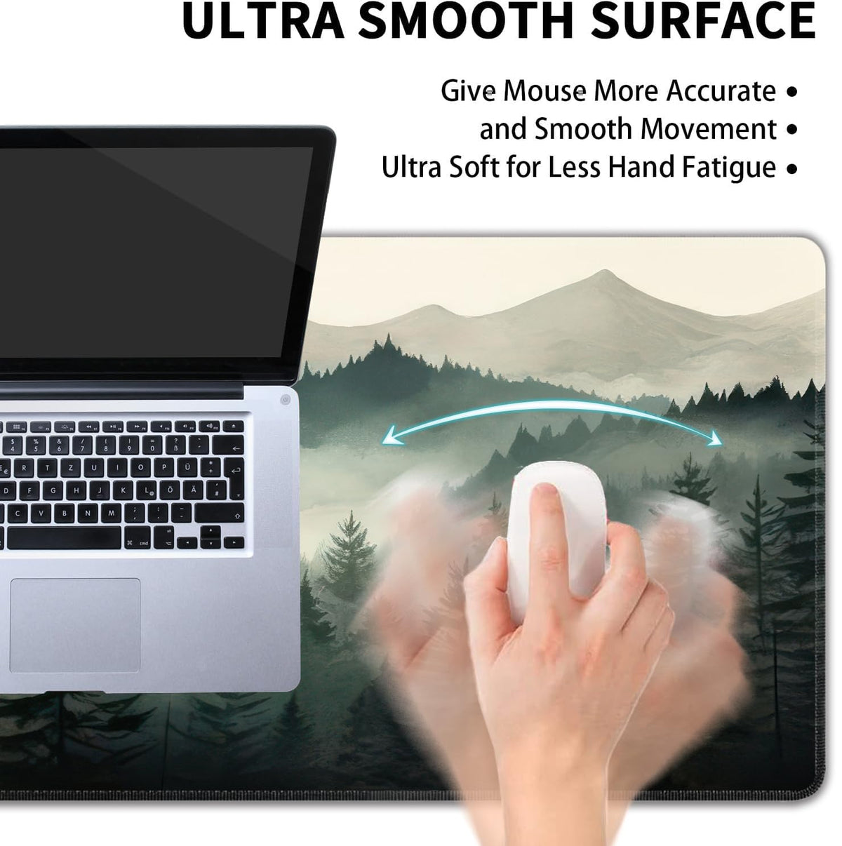Misty Forest Large Mouse Pad,Gaming Keyboard Desk Pad,Extended Mouse Mat Non-Slip Rubber Base with