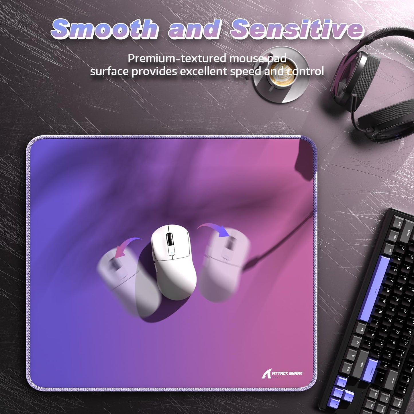 ATTACK SHARK CM03 Pro Gaming Mouse Pad for Esports Speed Waterproof Surface Stitched Edges and