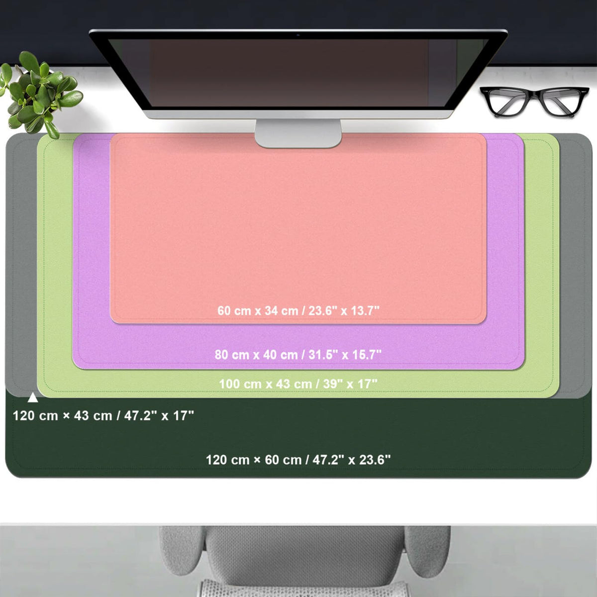 Leather Desk Pad Protector, 39.4'' X 17'' Large Mouse Pad, Office Desk Mat, Non-Slip PU Leather &