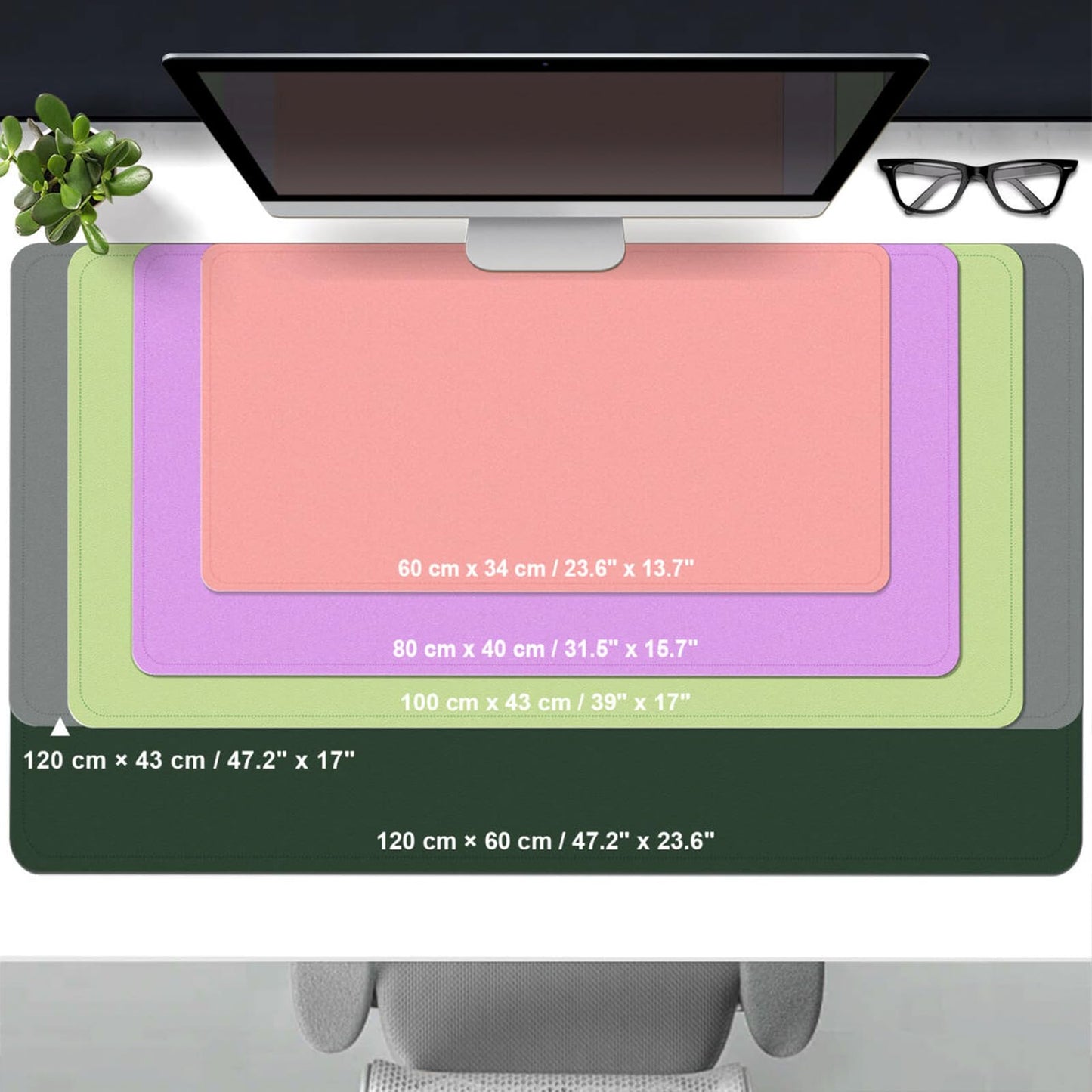 Leather Desk Pad Protector, 39.4'' X 17'' Large Mouse Pad, Office Desk Mat, Non-Slip PU Leather &