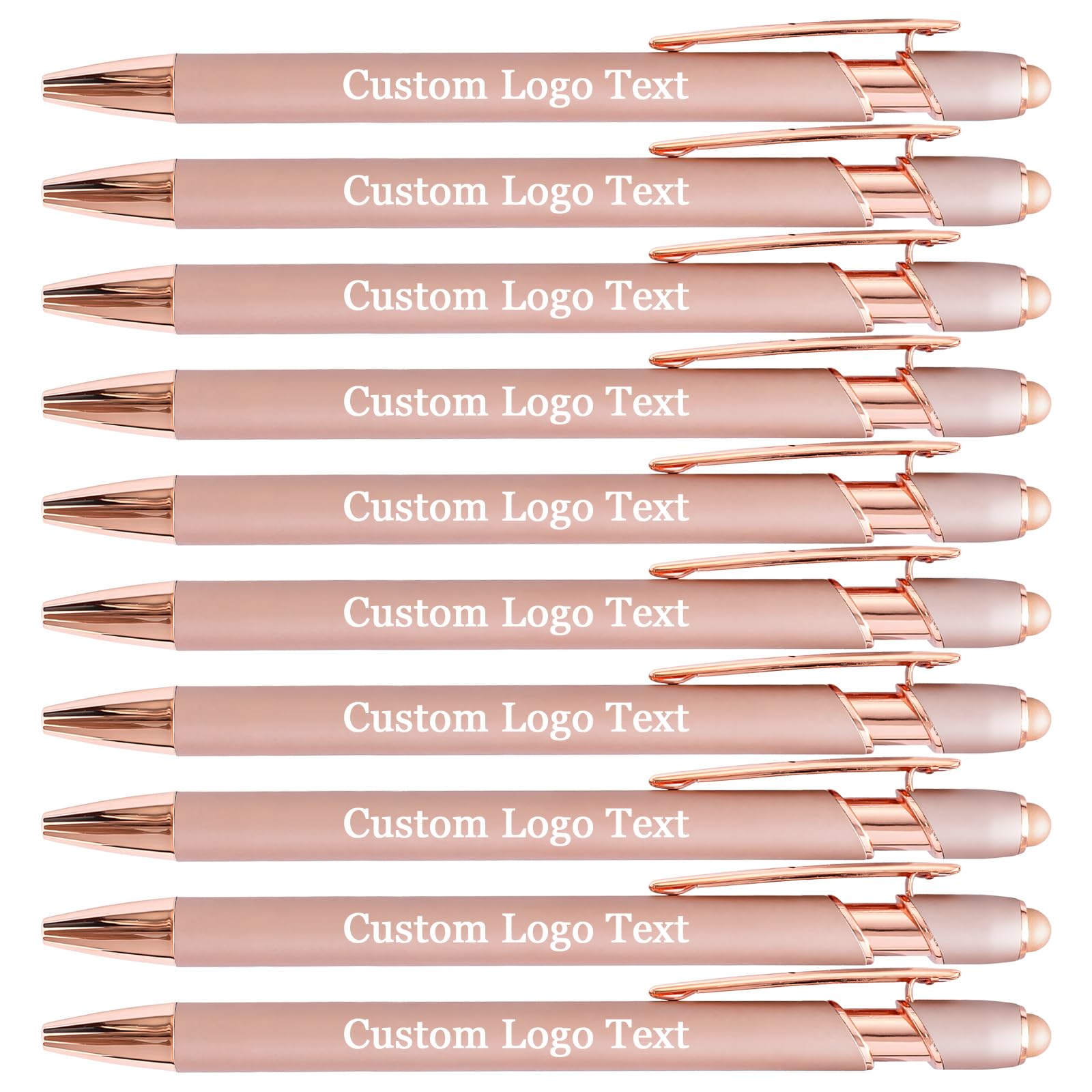HEYZARDA Personalized Pens Ballpoint with Stylus, Champagne 10 Pcs