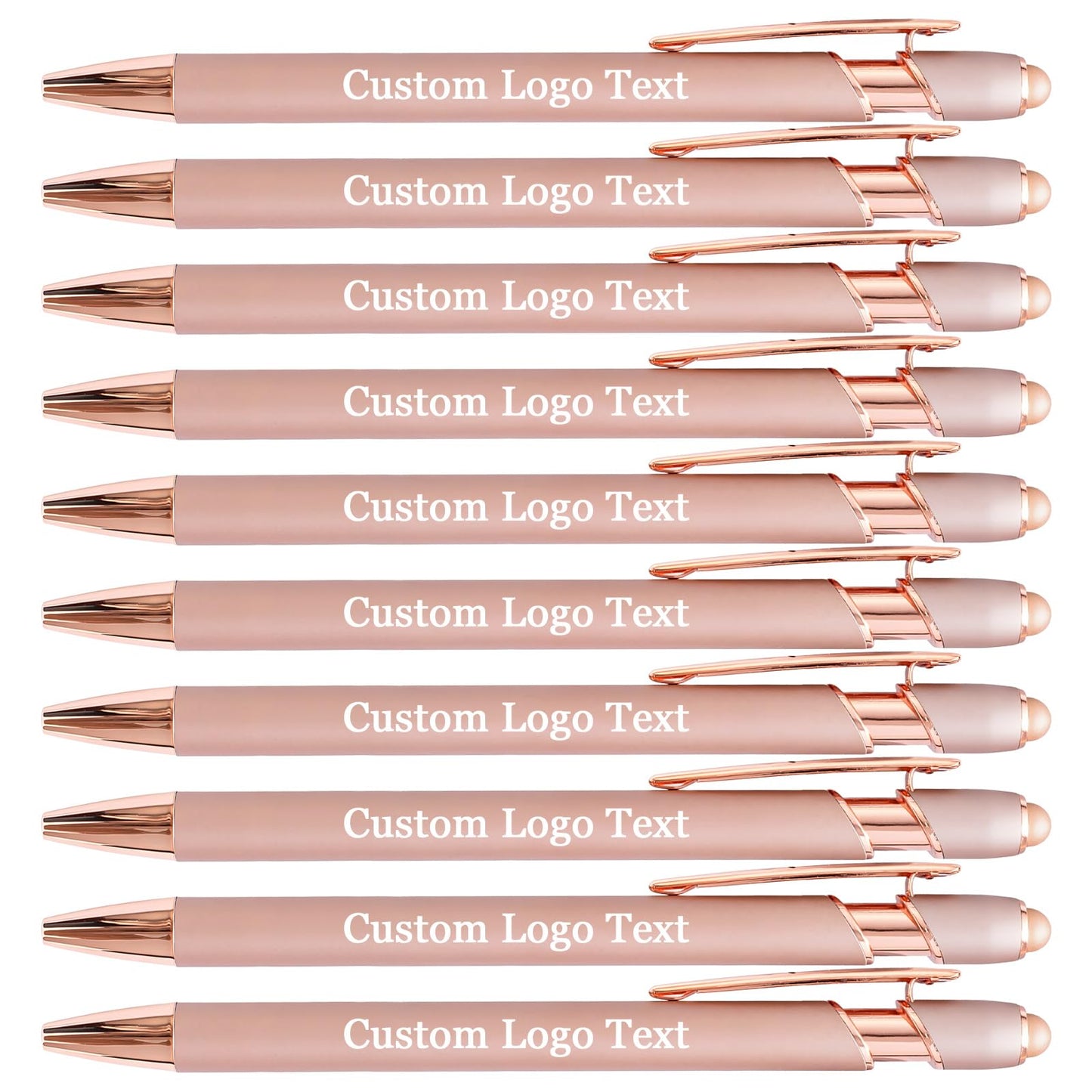 HEYZARDA Personalized Pens Ballpoint with Stylus, Champagne 50 Pcs