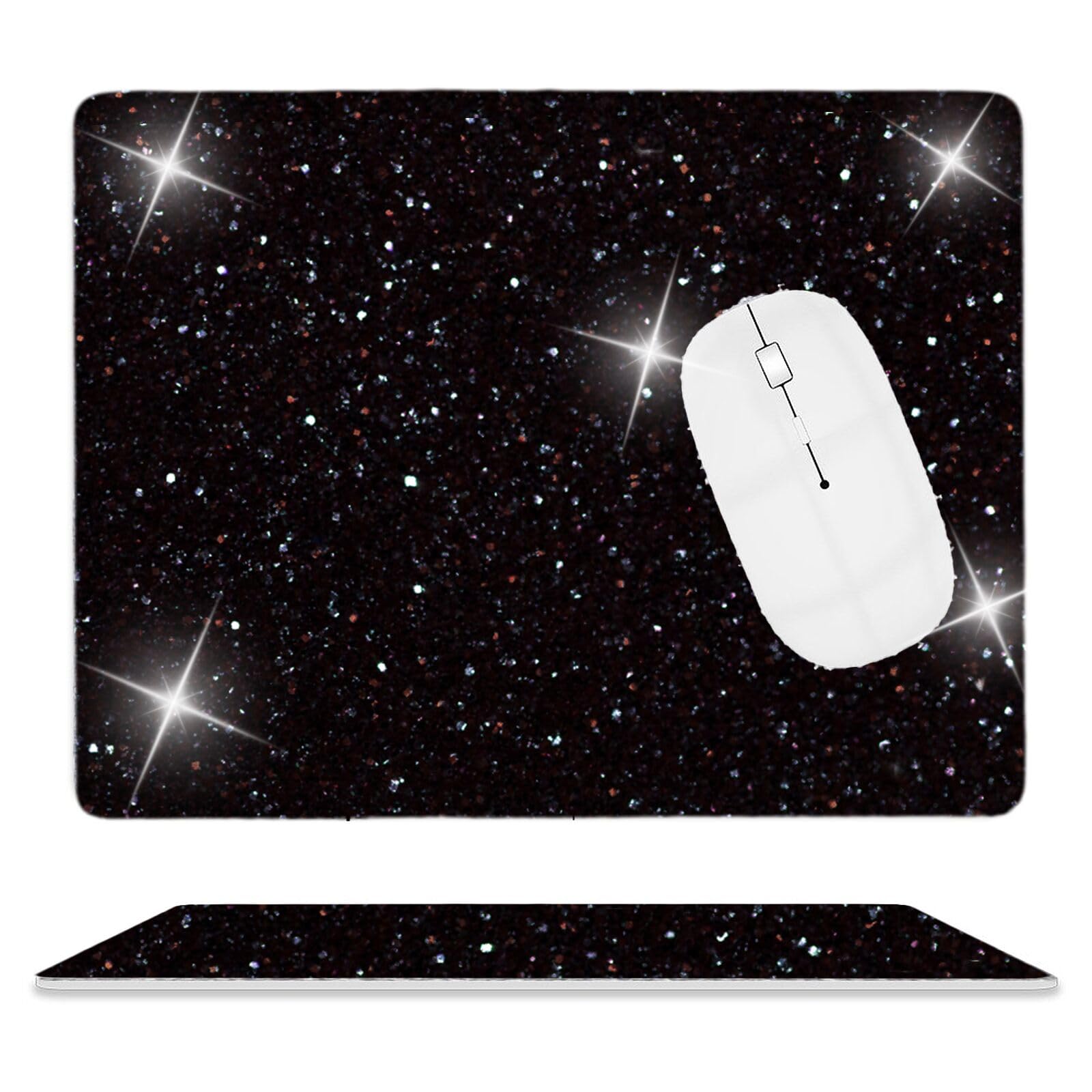 Black Mousepad Diamond Black Glitter Sparkle Mouse pad Bling Desk Accessories Gaming Bling Rubber