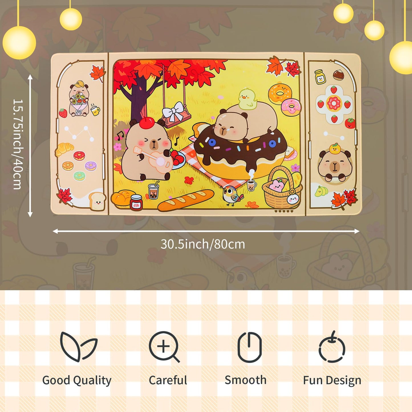 PERFECTSIGHT Cute Capybara Desk Pad Kawaii Desk Mat, Large Gaming Mouse Pad, Funny Deskmat