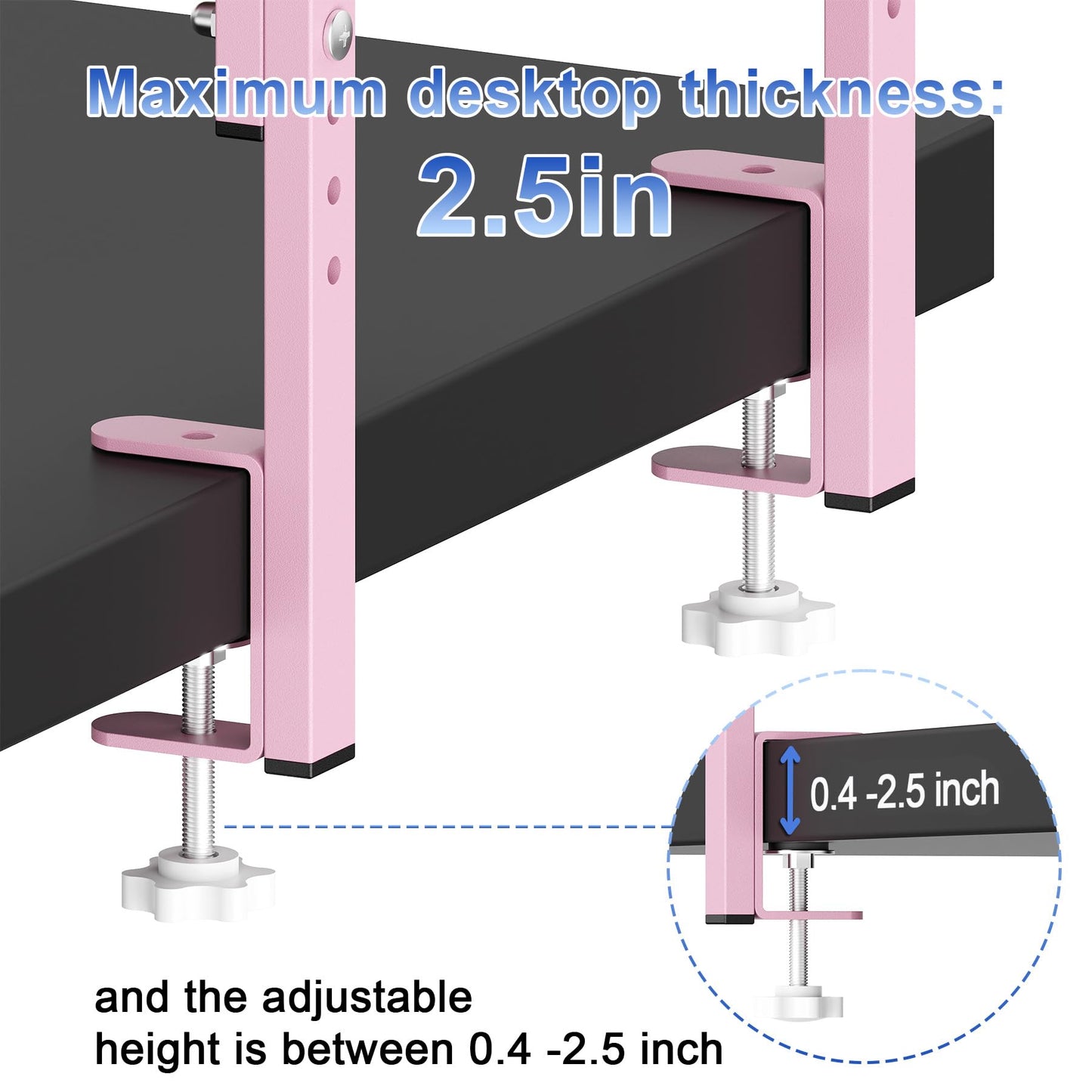 Spacrea Clamp on Desk Shelf, 2 Tier Office Desk Shelves Organizer, Wood Desktop Supplies Storage