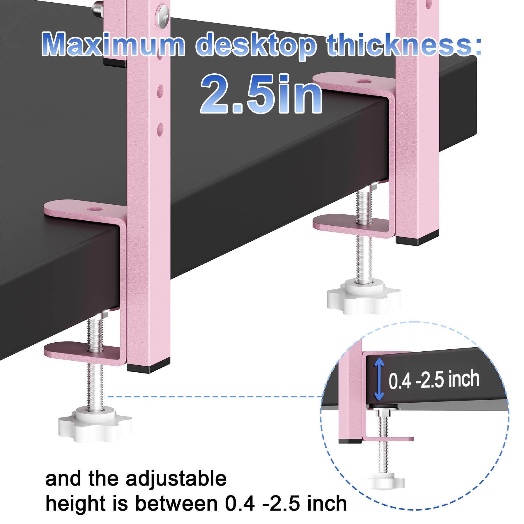 Spacrea Clamp on Desk Shelf, 2 Tier Office Desk Shelves Organizer, Wood Desktop Supplies Storage