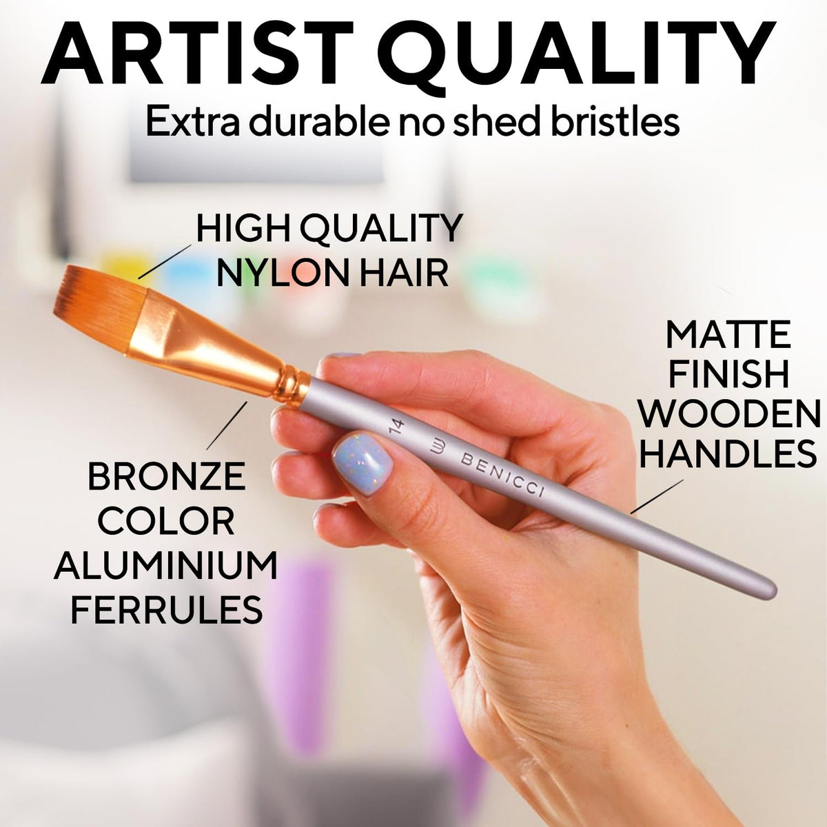 Acrylic Paint Brush Set of 16, Artist Paint Brushes for Acrylic Painting