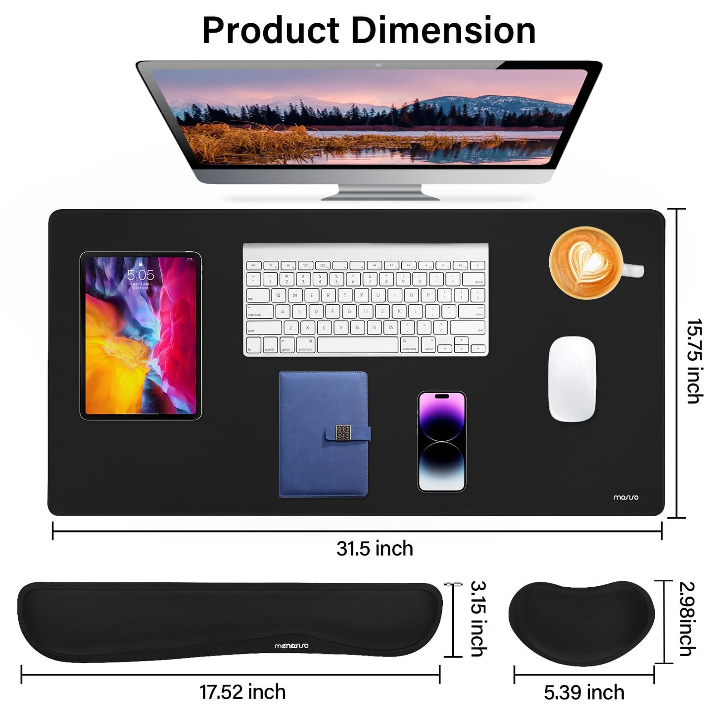 MOSISO Keyboard Mouse Pad Set, Gaming Mouse Pad&Keyboard Wrist Rest