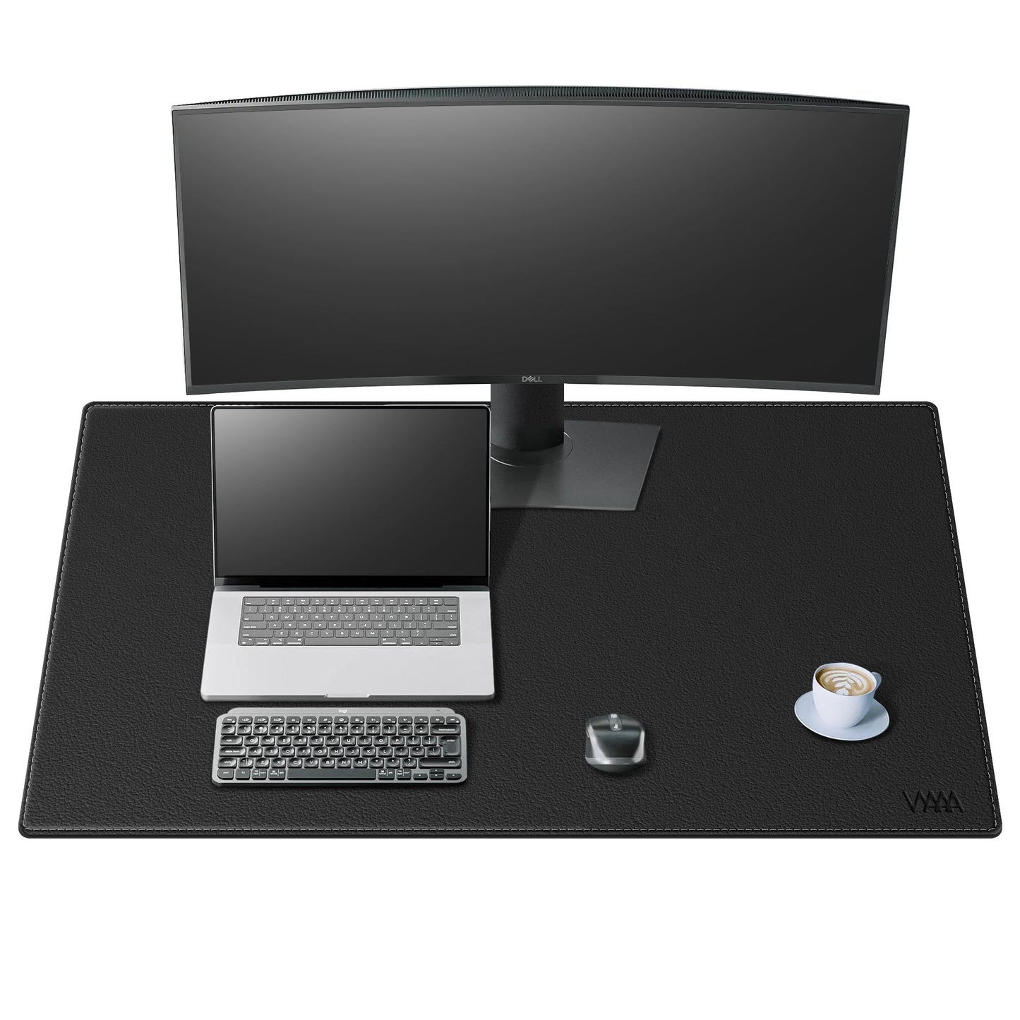 Vyaaa 40"x24" PU Leather Office Desk Pad Mat, Waterproof Mouse Pad, Black