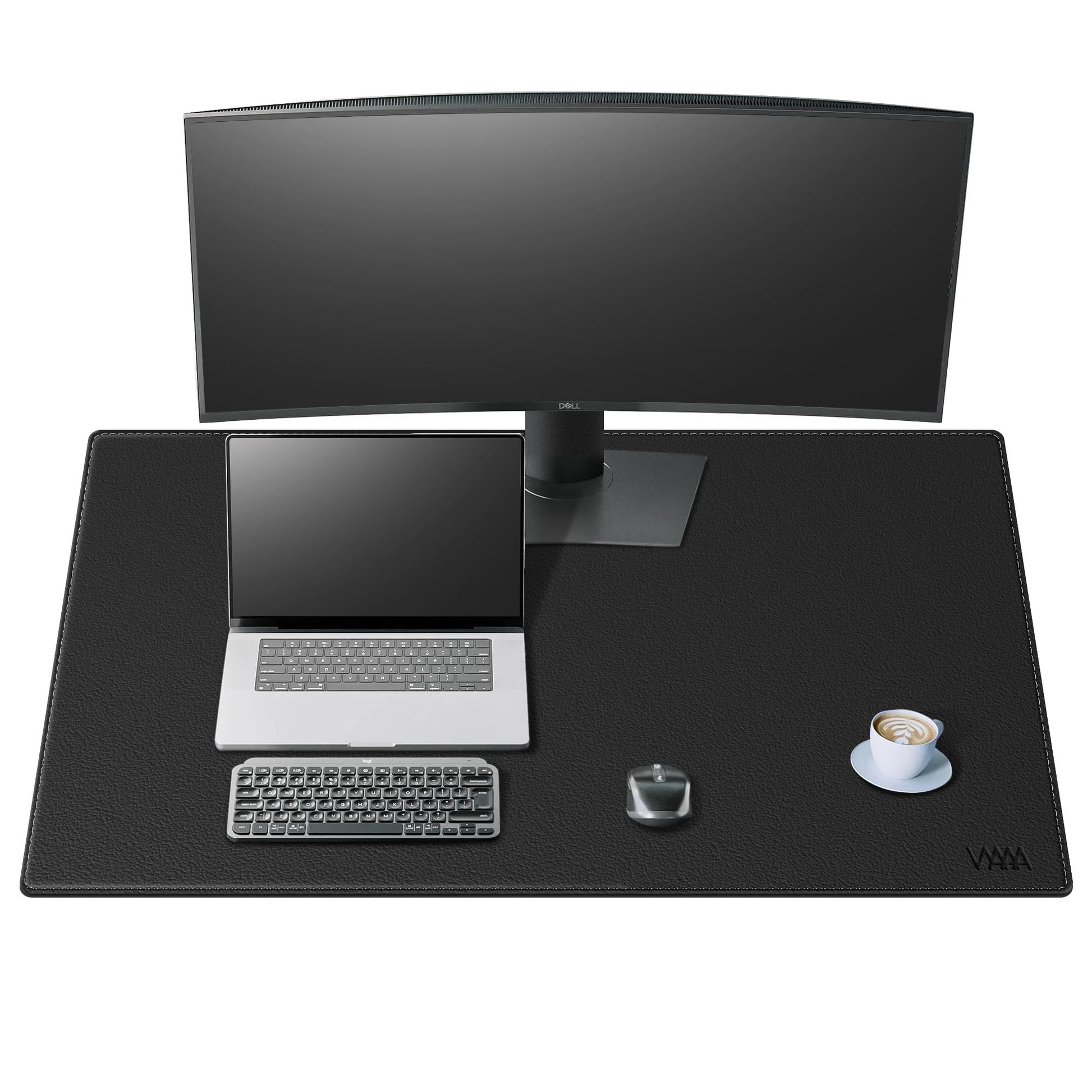 Vyaaa 40"x24" PU Leather Office Desk Pad Mat, Waterproof Mouse Pad, Black