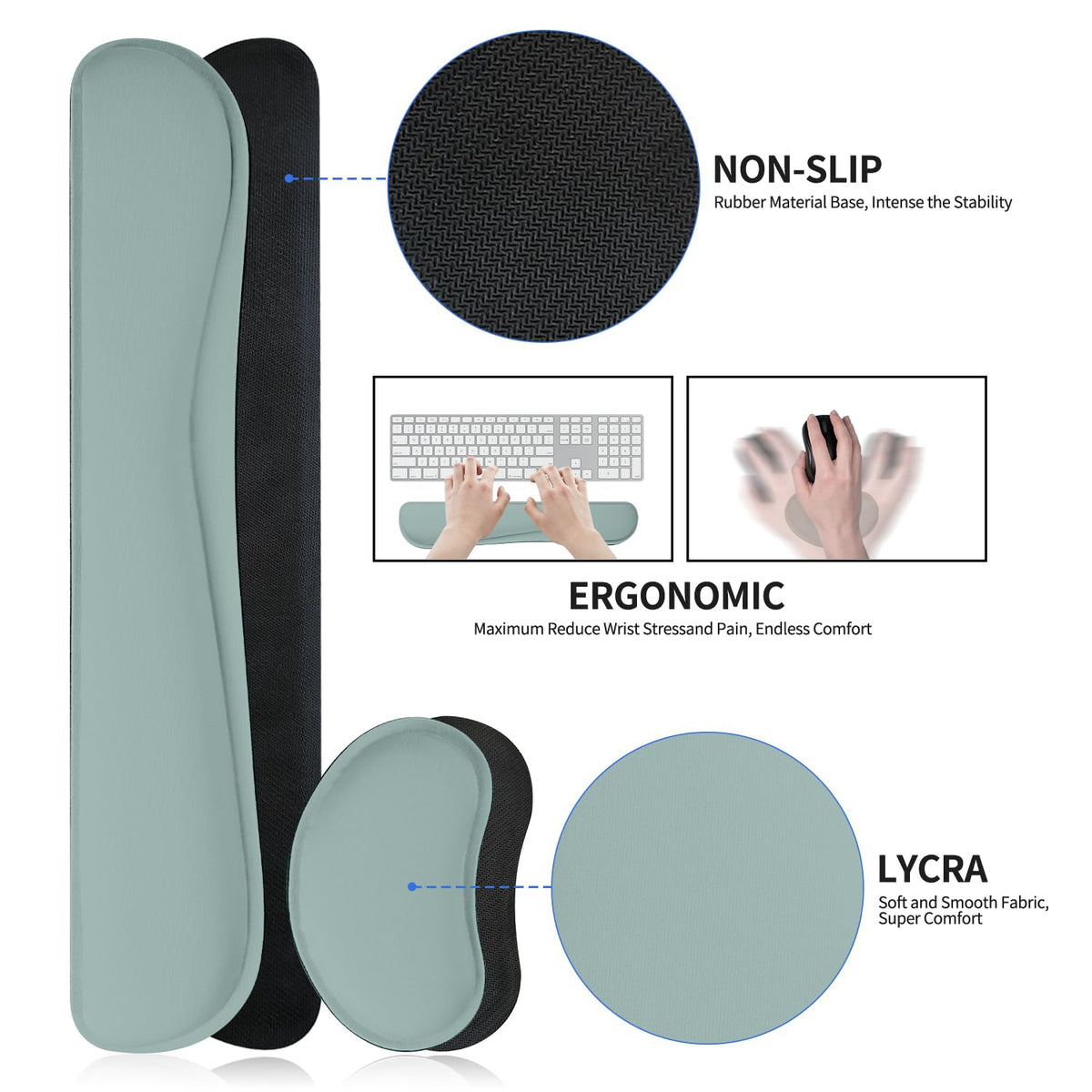 Meetcolor Desk Mat Set,3-in-1 Mouse Pad with Wrist Rest and Keyboard Pad