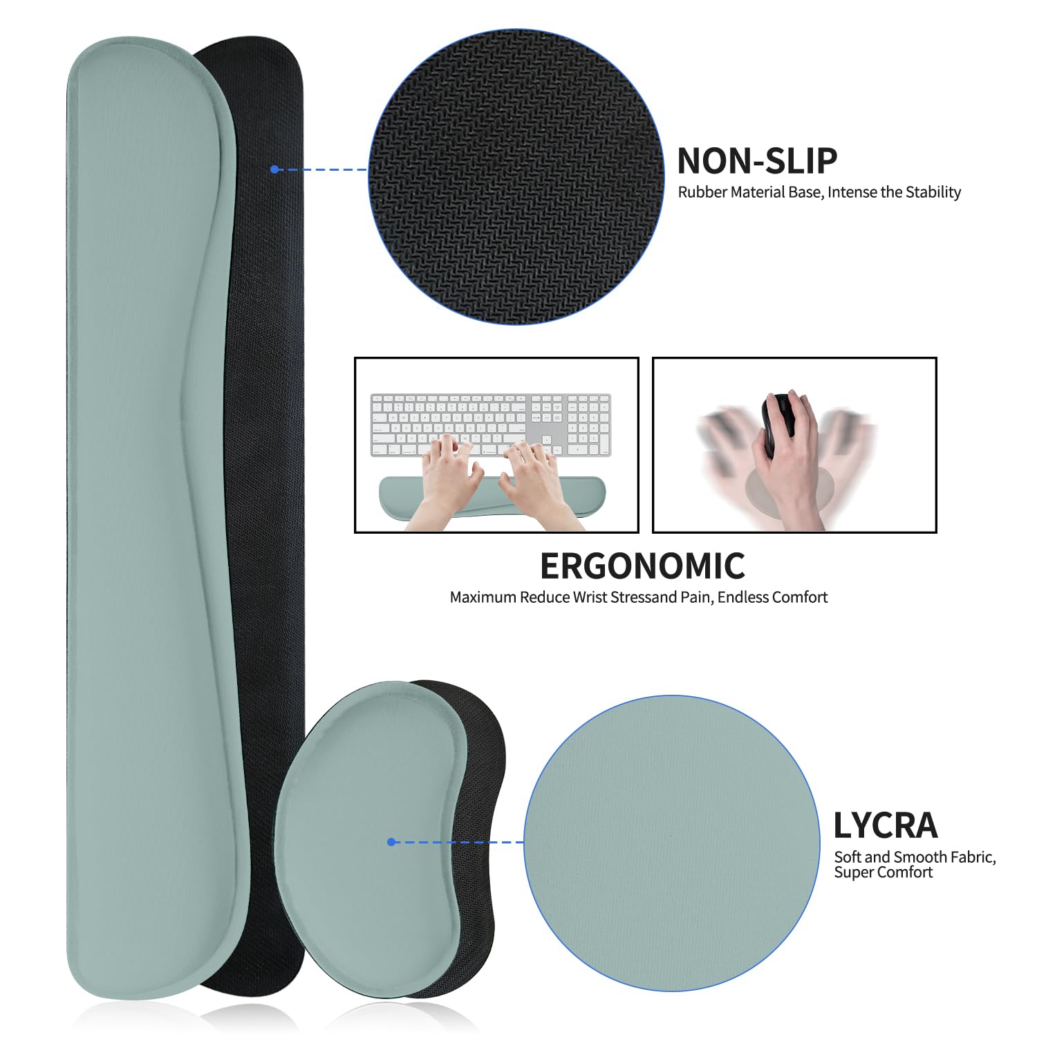 Meetcolor Desk Mat Set,3-in-1 Mouse Pad with Wrist Rest and Keyboard Pad