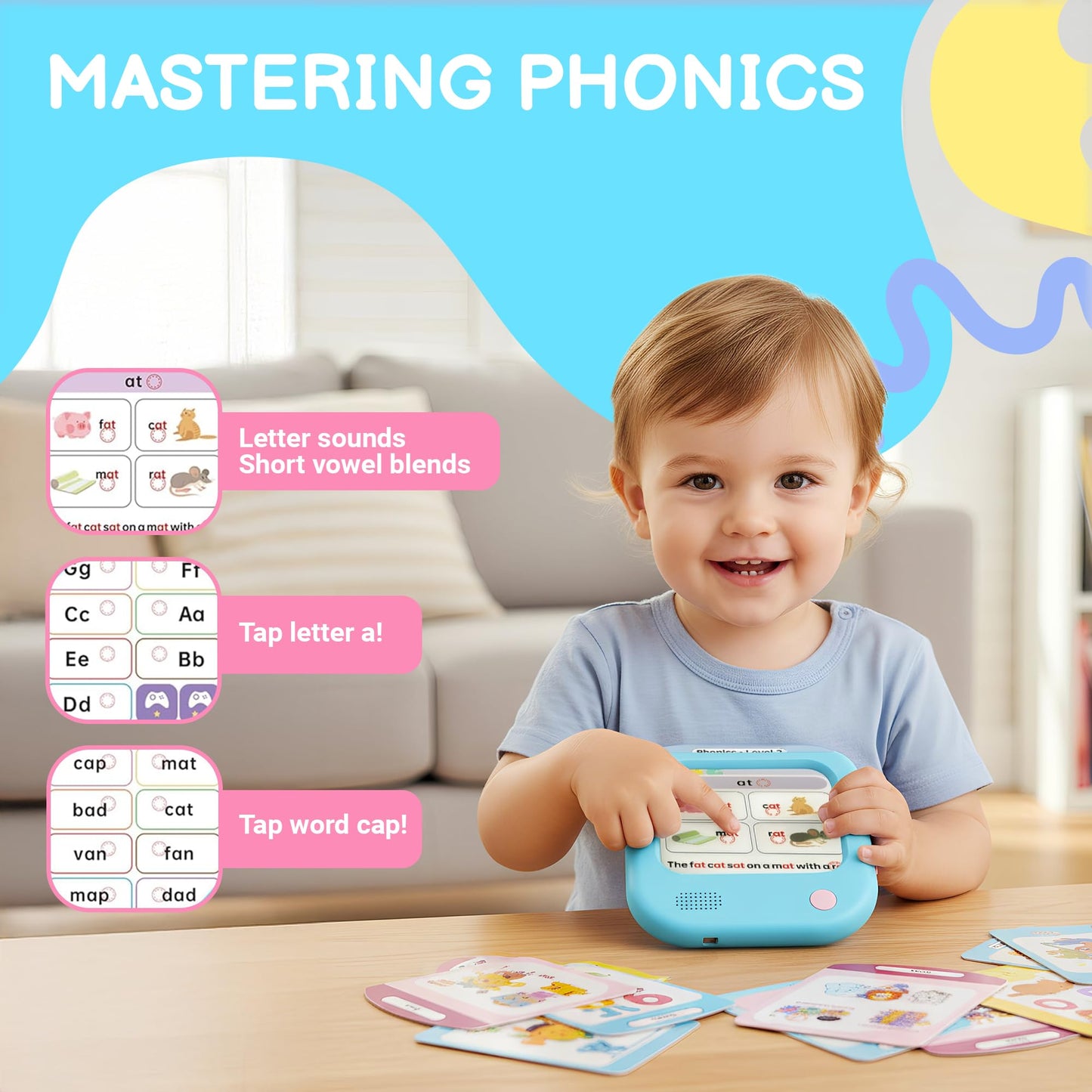 QuTZ Talking Flash Cards, Phonics Flash Cards, Learn to Read with 166 Pages, 29+ Themes, 800+ Words