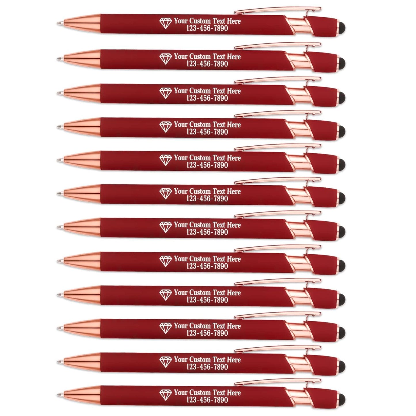 NGTSFLY 12 pcs Personalized Pens with Name or Logo Black Ink Custom Ballpoint Pen with Free