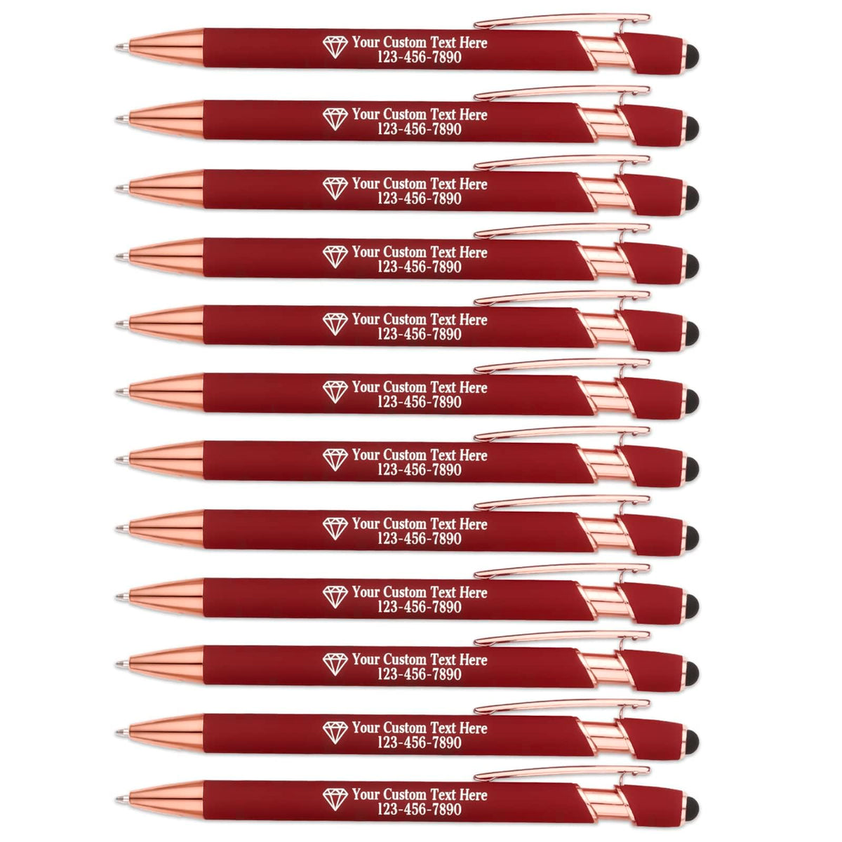 NGTSFLY 12 pcs Personalized Pens with Name or Logo Black Ink Custom Ballpoint Pen with Free