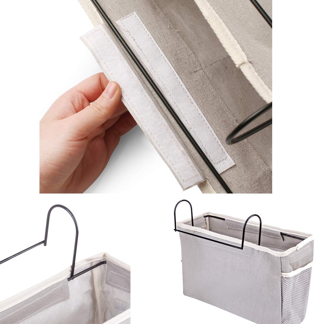 "KonHaovF 2Pack Bedside Organizer Caddy Hanging with Hook, Bed Storage Pocket for Dorm Kids Room