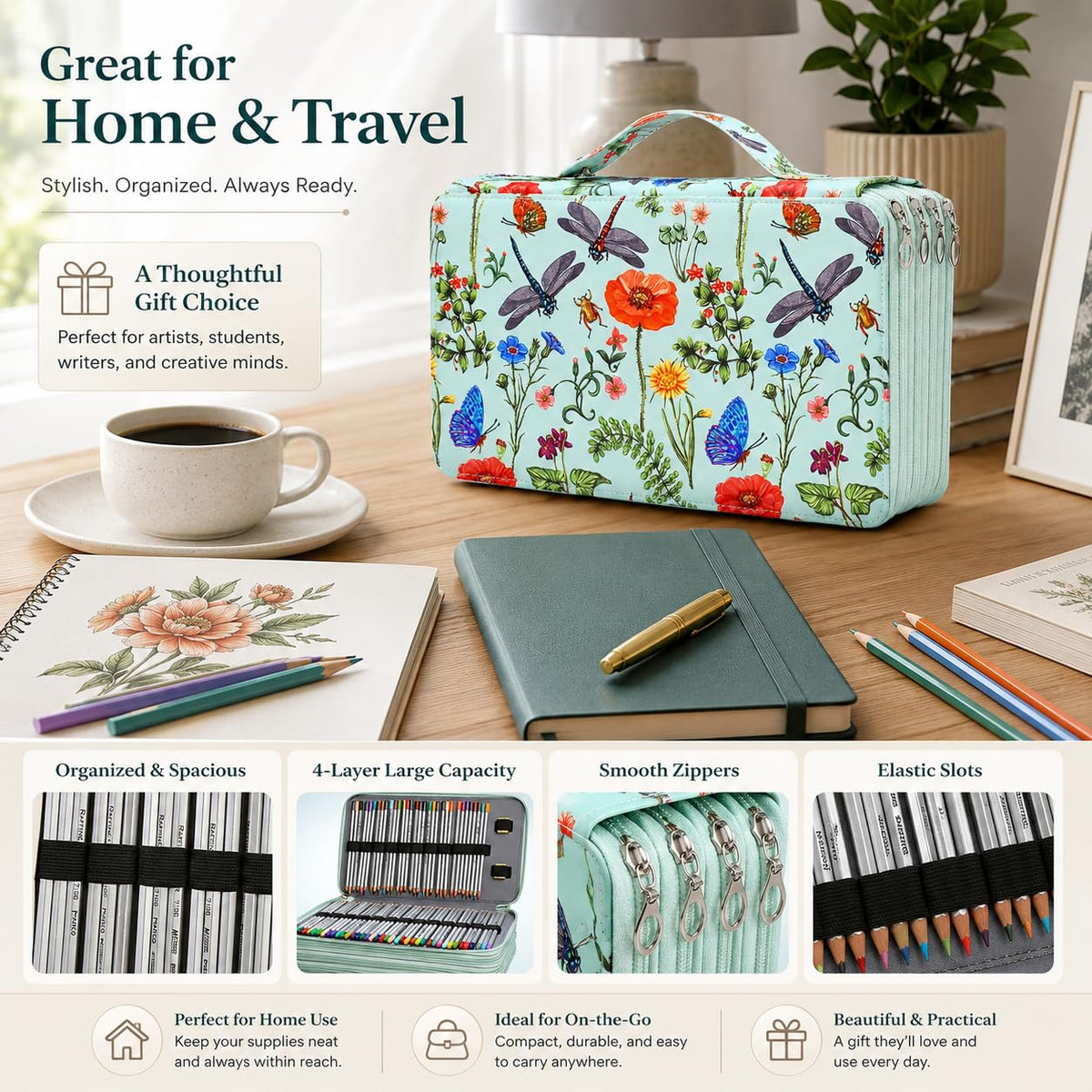 Lbxgap 300 Slots Colored Pencil Case Organizer, 4 Layer Bag