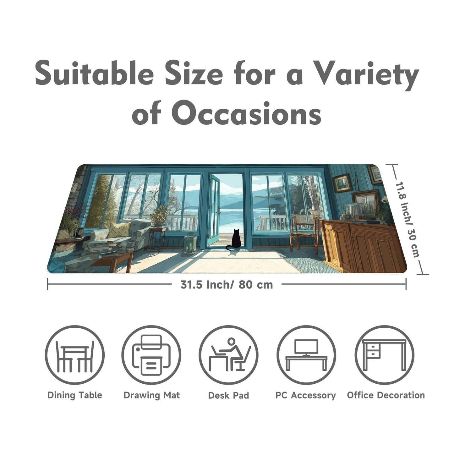 Desk Mat Mouse Pad Gaming Desk Pad XL Large Mouse Mat Office Decor Accessories (Blue C)