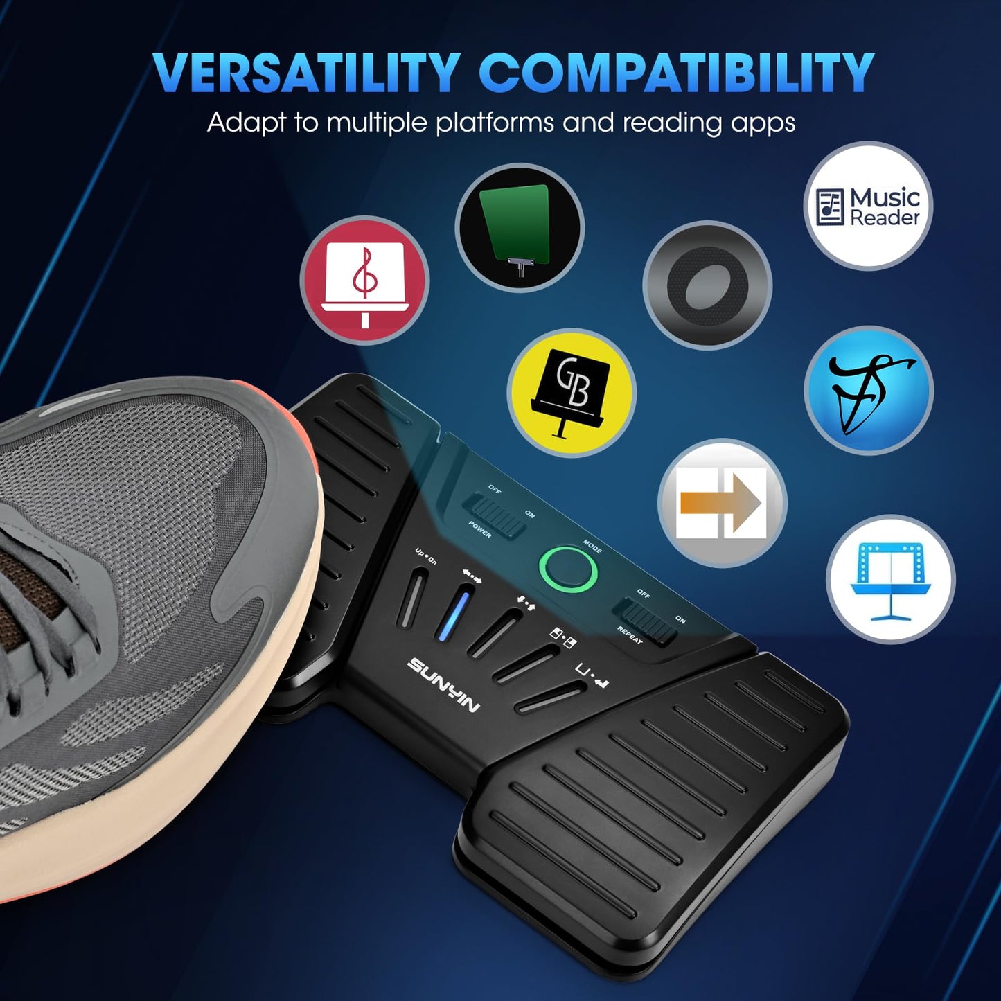 Wireless Page Turner Pedal Buletooth Foot Pedal Music Page Turner for Phones Ipad Tablets Phone