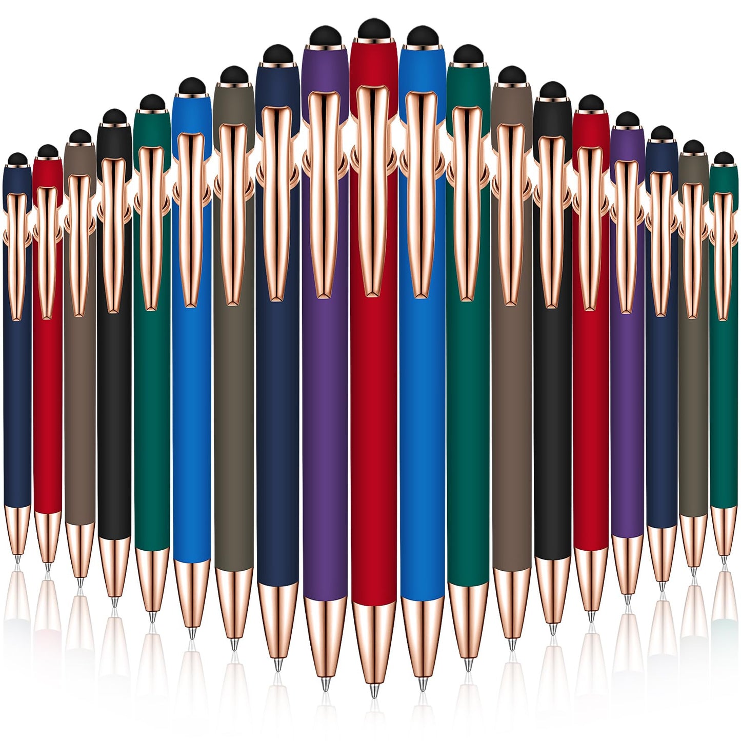 Zonon 38 Pcs Stylus Ballpoint Pens, Metal Rubberized Grip, Classic Colors