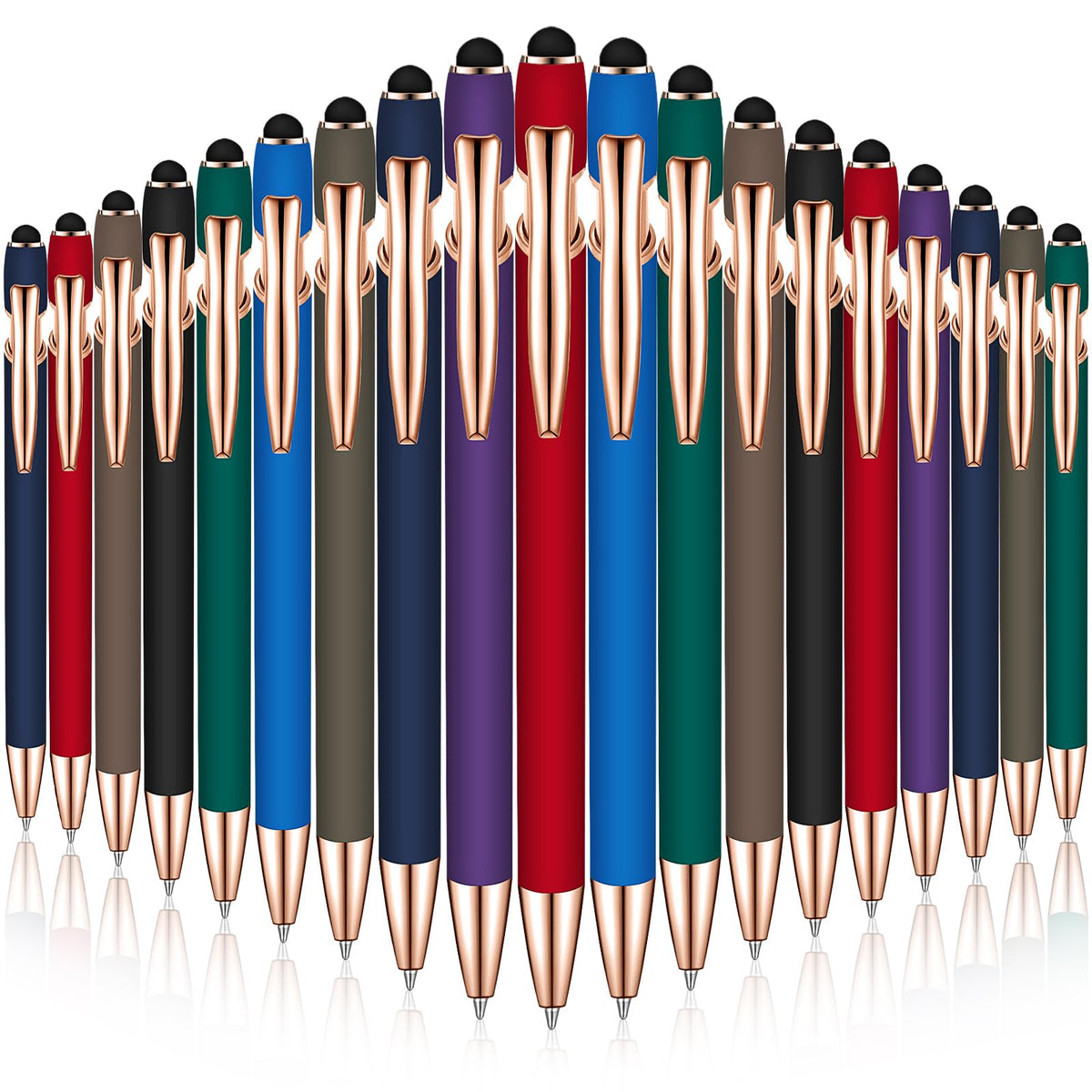 Zonon 38 Pcs Stylus Ballpoint Pens, Metal Rubberized Grip, Classic Colors