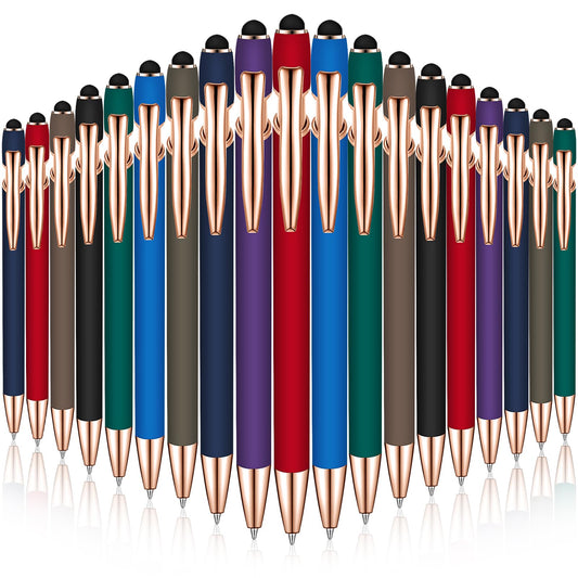 Zonon 38 Pcs Stylus Ballpoint Pens, Metal Rubberized Grip, Classic Colors