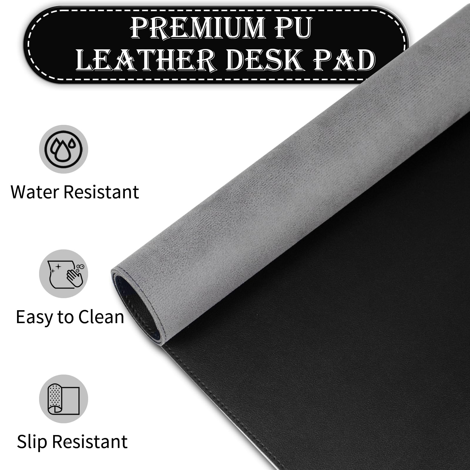 47.2" x 23.6" Large Desk Pad Mat - Non-Slip PU Leather Desk Mat, Large Mouse Pad, Computer Mat for