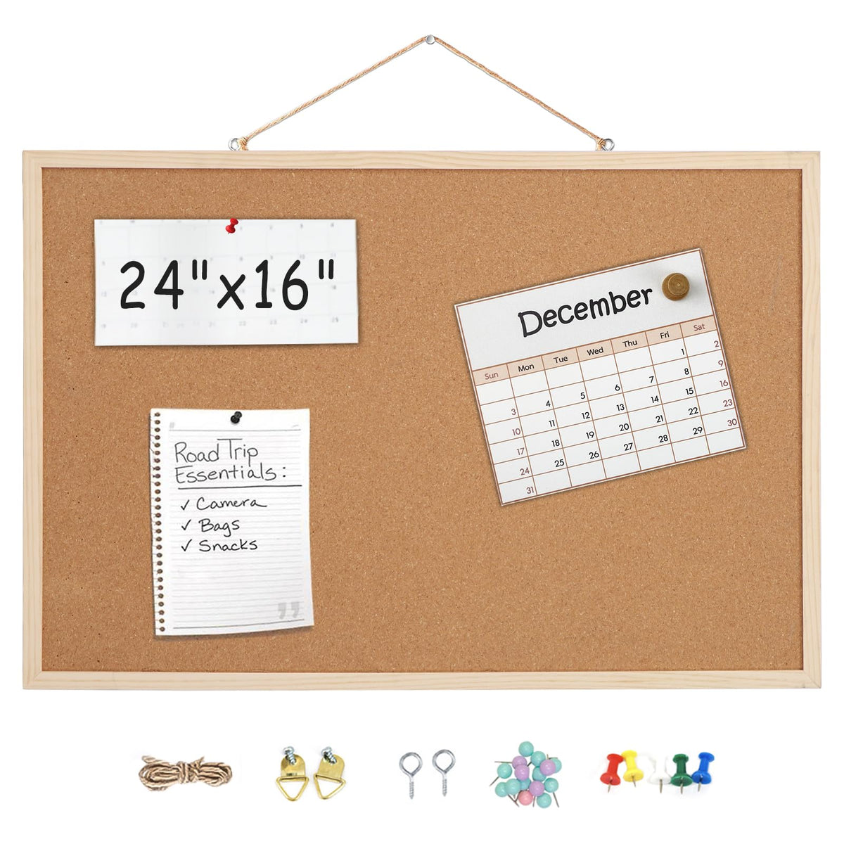 TooCust 16x24 Cork Boards for Walls with Solid Wood Frame, Double Sided Small Cork Bulletin Board